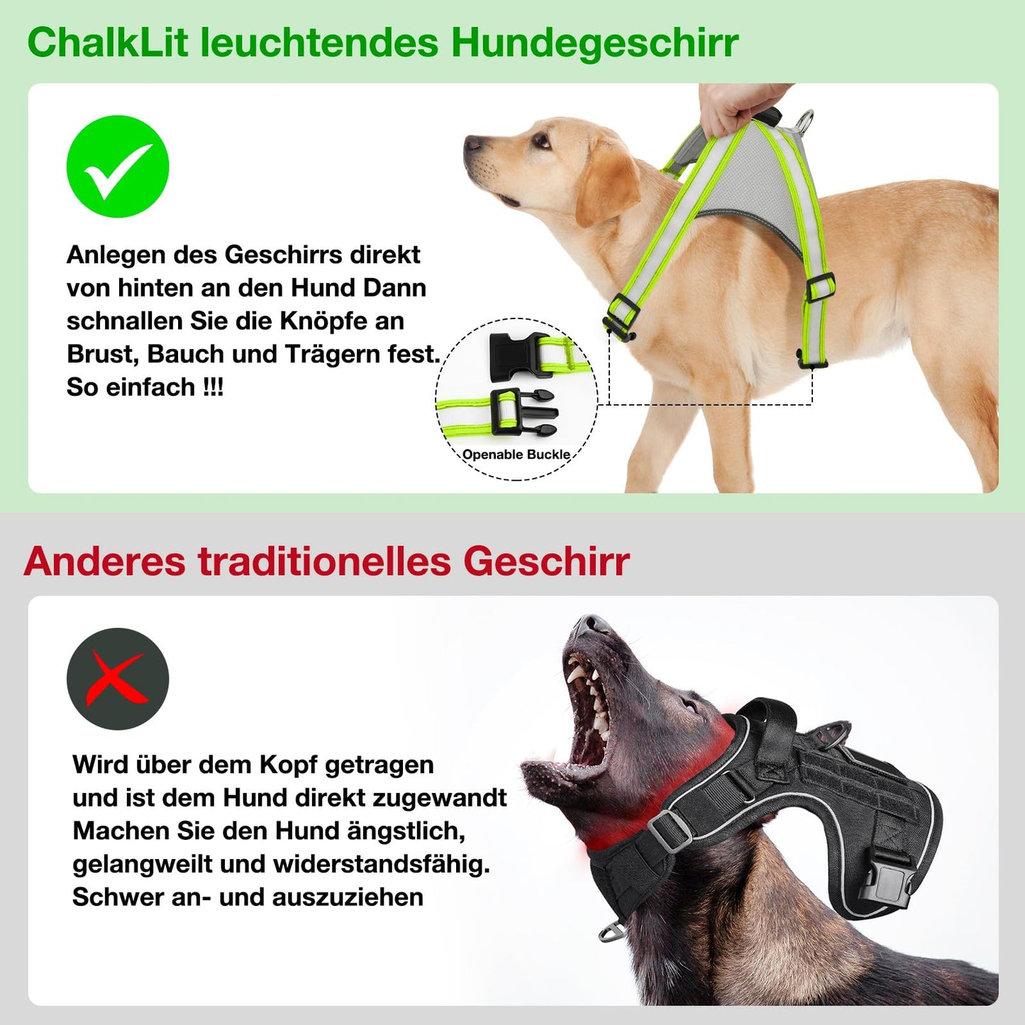 Arnés luminoso LED para perros recargable por USB, completamente iluminado, brilla en la oscuridad para paseos nocturnos, chaleco de seguridad, perros medianos y grandes (verde, L)