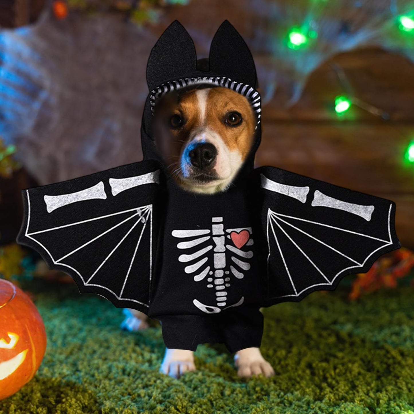 Disfraz Perro Halloween,ESYFOR Disfraz Halloween Perro Murciélago Cráneo Transpirable Cómodo Disfraces para Perros Ropa Divertida para Mascotas para Perros de Tamaño Mediano (L)