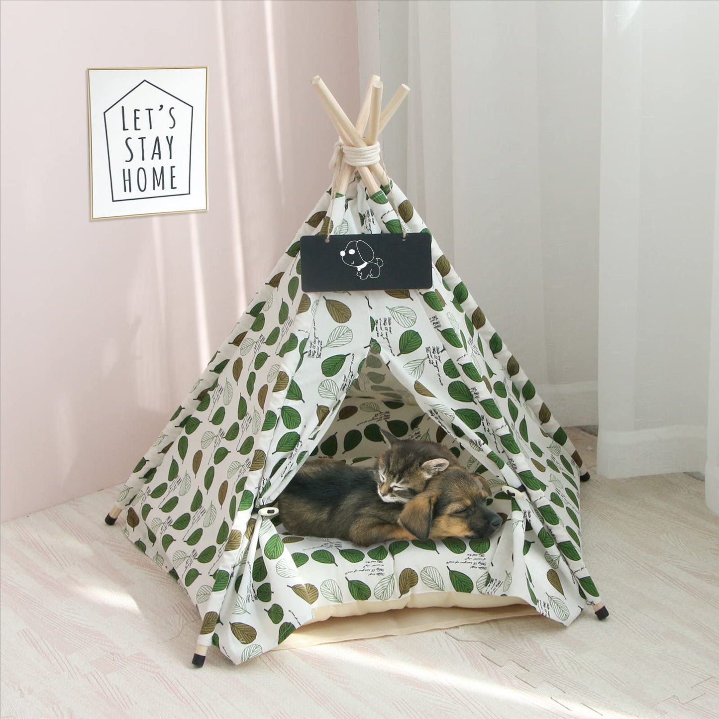 Tienda Tipi para Mascotas para Perros y Gatos,Tipi para Mascotas con Almohada Desmontable y Lavable Plegable,Caseta para Perros,Caseta para Perros