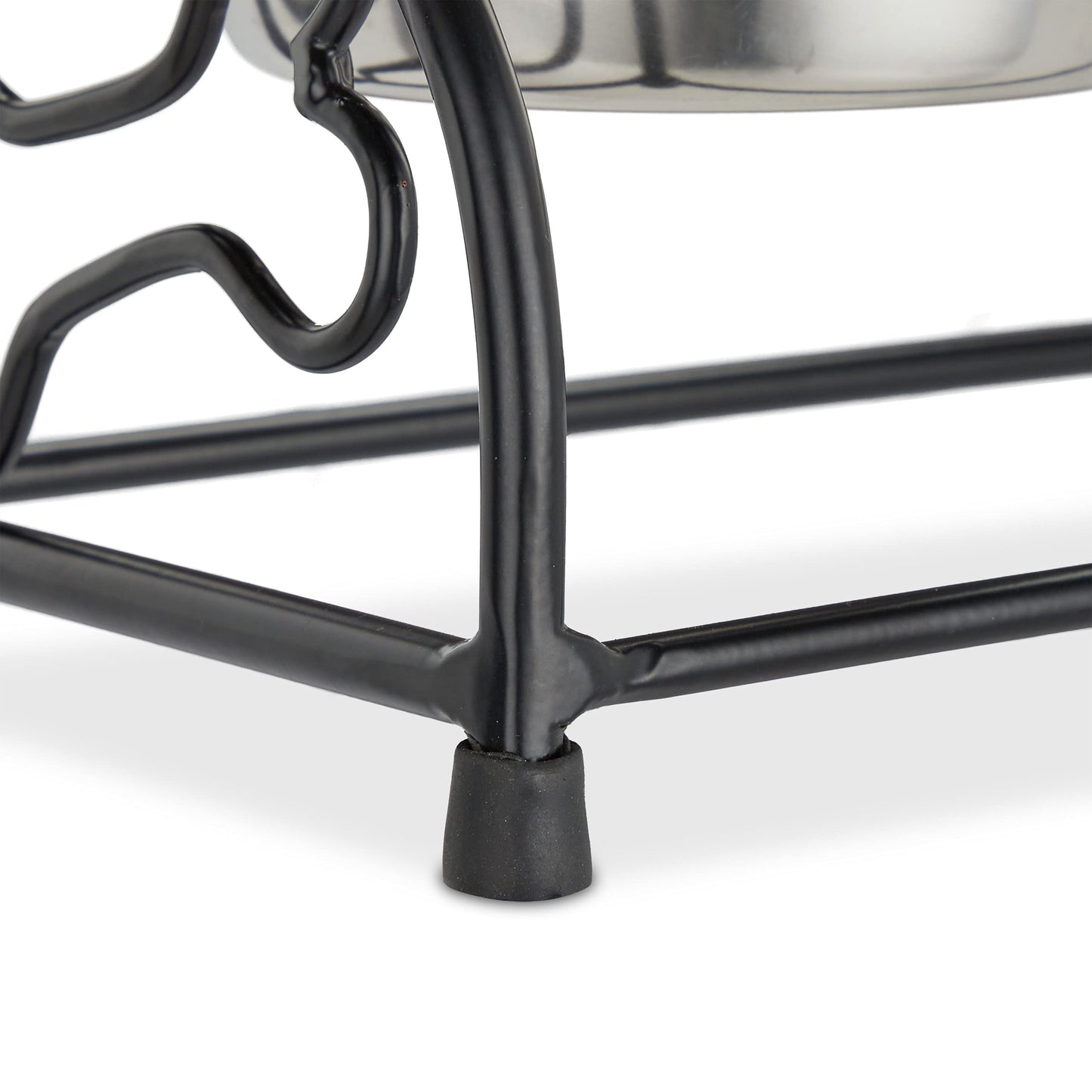 Relaxdays Set Comederos Perro con Soporte Elevado, Bebedero Mascota, 2 Cuencos Cachorro, Acero 300ml, Negro/Plateado