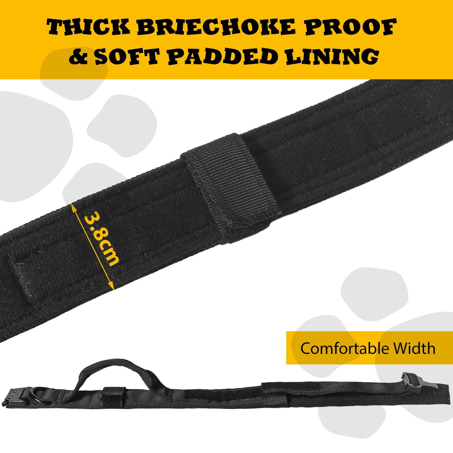 Collar para Perros con Asa y Hebilla de Metal - Táctico, Impulsivo y Fuerte Prevención de Tirones - Ajustable (Negro, L)