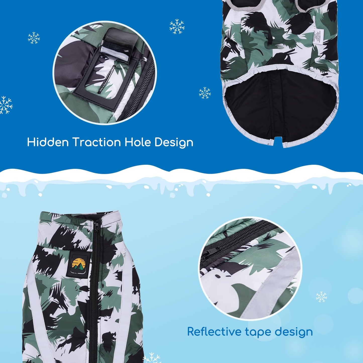 Nobleza - Abrigo para Perros, Chaqueta de Invierno para Mascotas, Ropa Cálida para Perros con Seguridad Reflectantes Tiras, Ultraligero, Resistente al Viento, Impermeable (S)