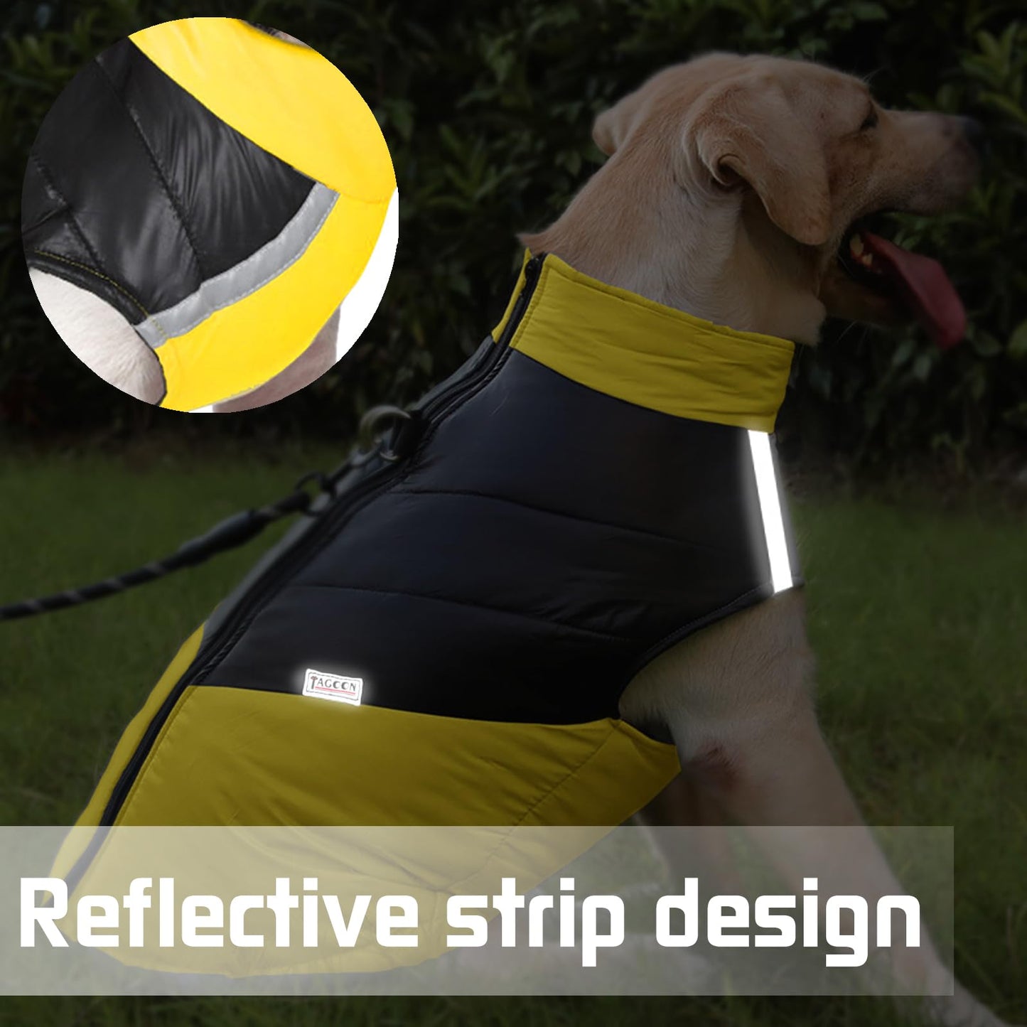 Abrigo para Perros, Capa de la Chaqueta del Perro a Prueba de Agua, Chaqueta Cálida de Invierno para Perros Pequeños, Medianos, Ropa para Mascotas para Clima Frio(Amarillo, L)
