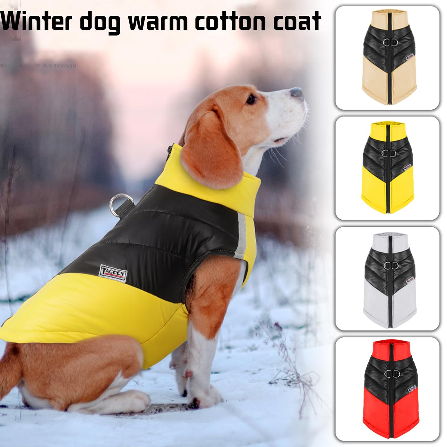 Abrigo para Perros, Capa de la Chaqueta del Perro a Prueba de Agua, Chaqueta Cálida de Invierno para Perros Pequeños, Medianos, Ropa para Mascotas para Clima Frio(Amarillo, L)