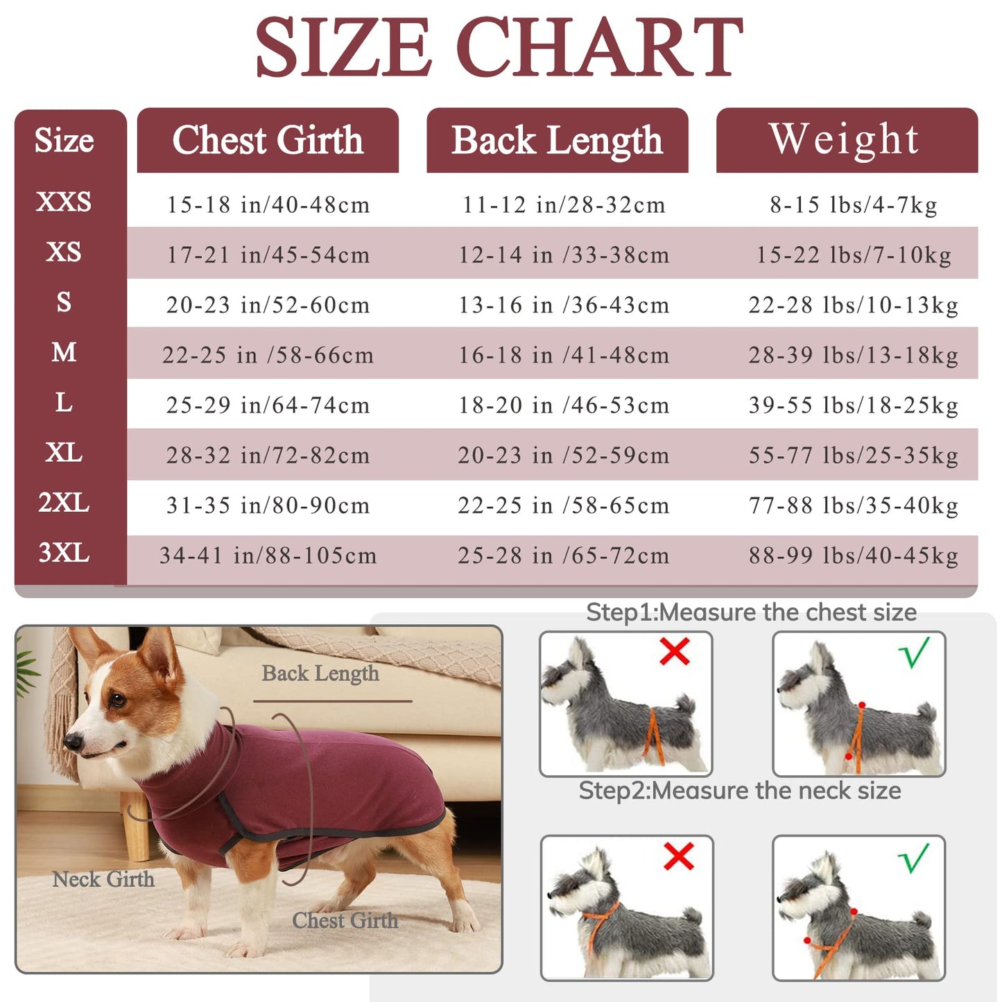 Abrigo Jersey Perro, Disfraz, Ropa para Perros Pequeños y Medianos, Abrigo Suave y Cálido para Perro Grande - Rojo Oscuro L