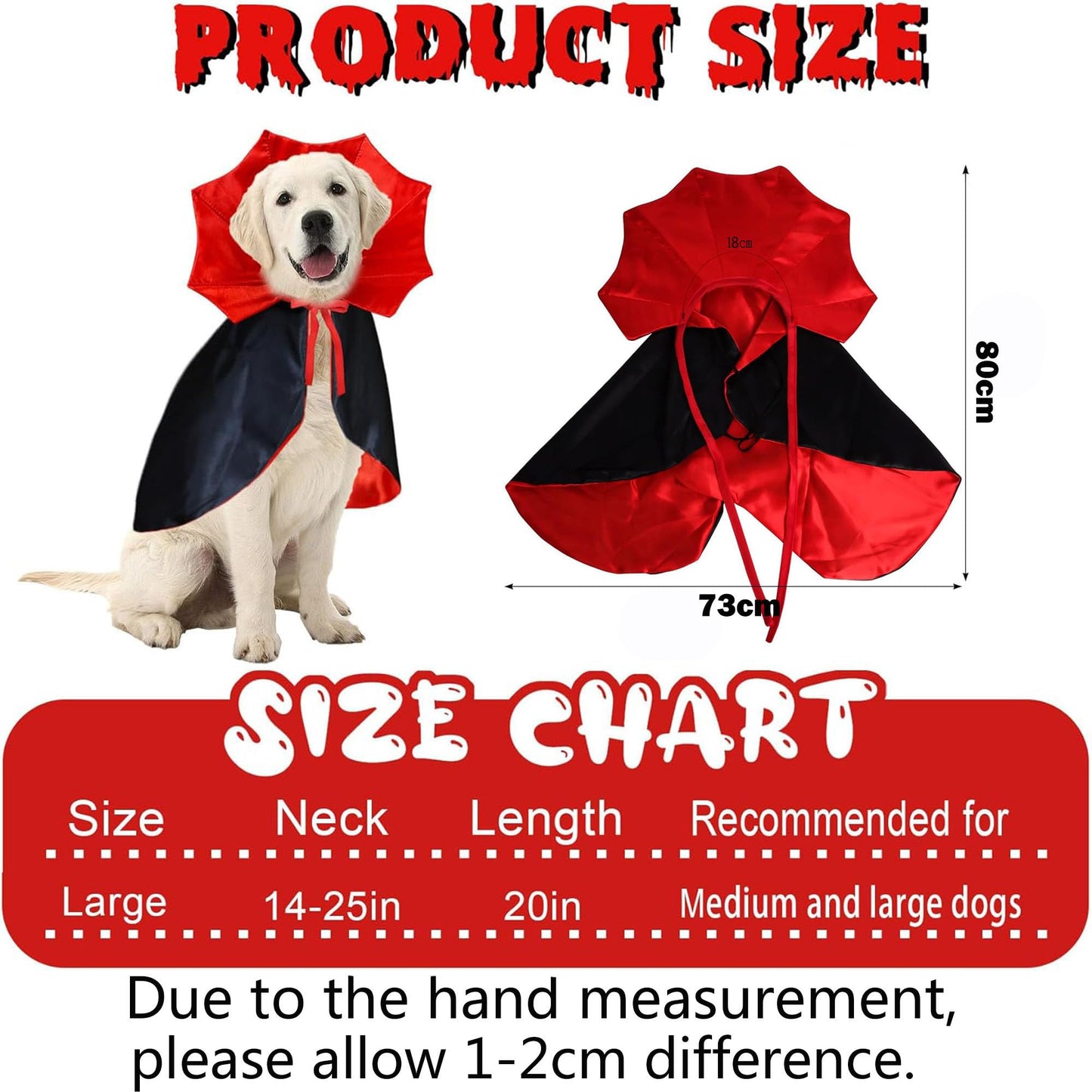 Disfraz Capa de Vampiro para Mascotas,Capa de Mascota para Halloween,Vampiro Ropa para Mascotas,Capa de Disfraz de Perro,Disfraz de Gato Perro Halloween,para Mascotas Cosplay