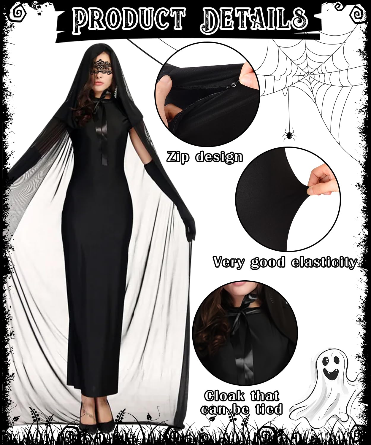 Disfraz Halloween Mujer Disfraz Novia Cadaver, Disfraz de Novia Fantasma Disfraz Bruja Disfraces Halloween Disfraz Fantasma Adulto,Disfraces Novia Disfraz Zombie Mujer para Halloween,Carnaval (S)