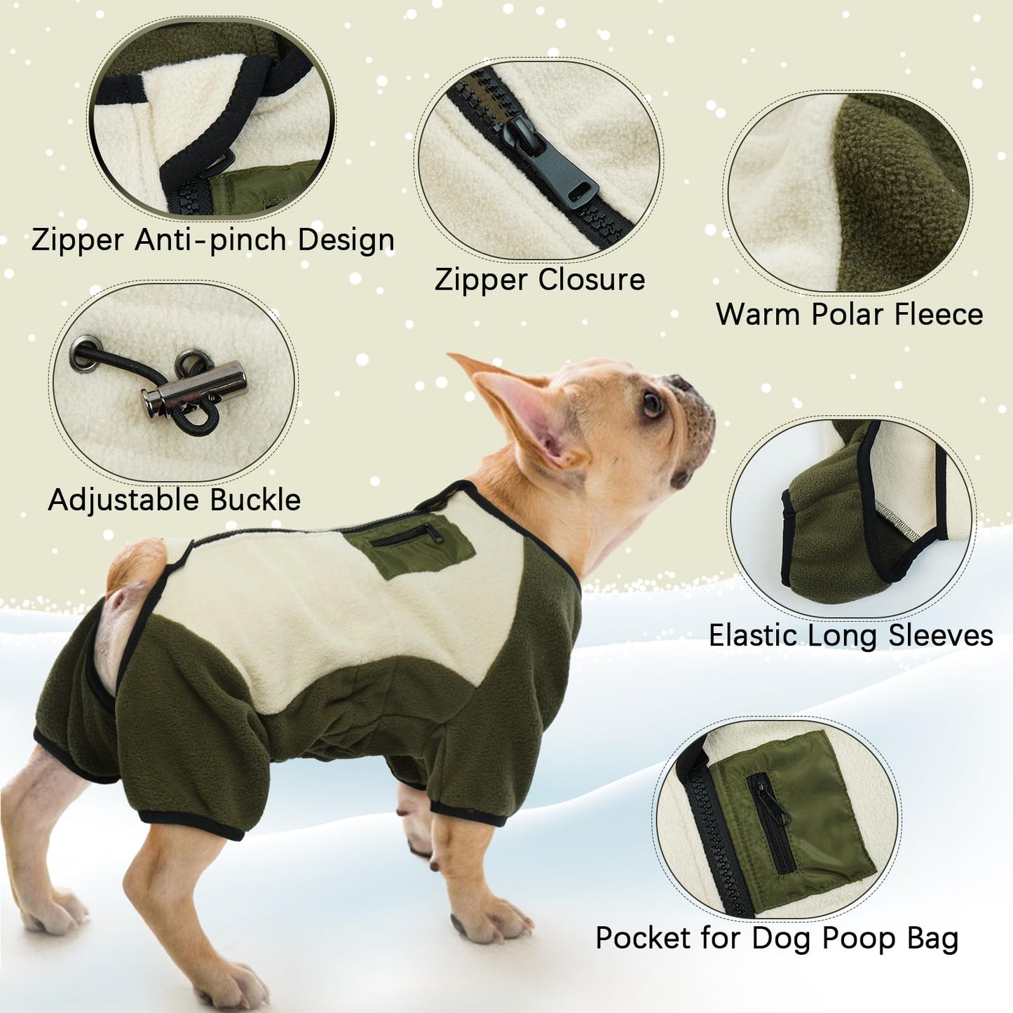 Abrigo Jerséis para Perros, Chaqueta Cálida Forro Polar Pijamas Perros Abrigos de Invierno Perros Pequeño Suéter Cálidos para Perros Pullover Cortavientos para Mascotas Interiores y Exteriores(Beige, L)