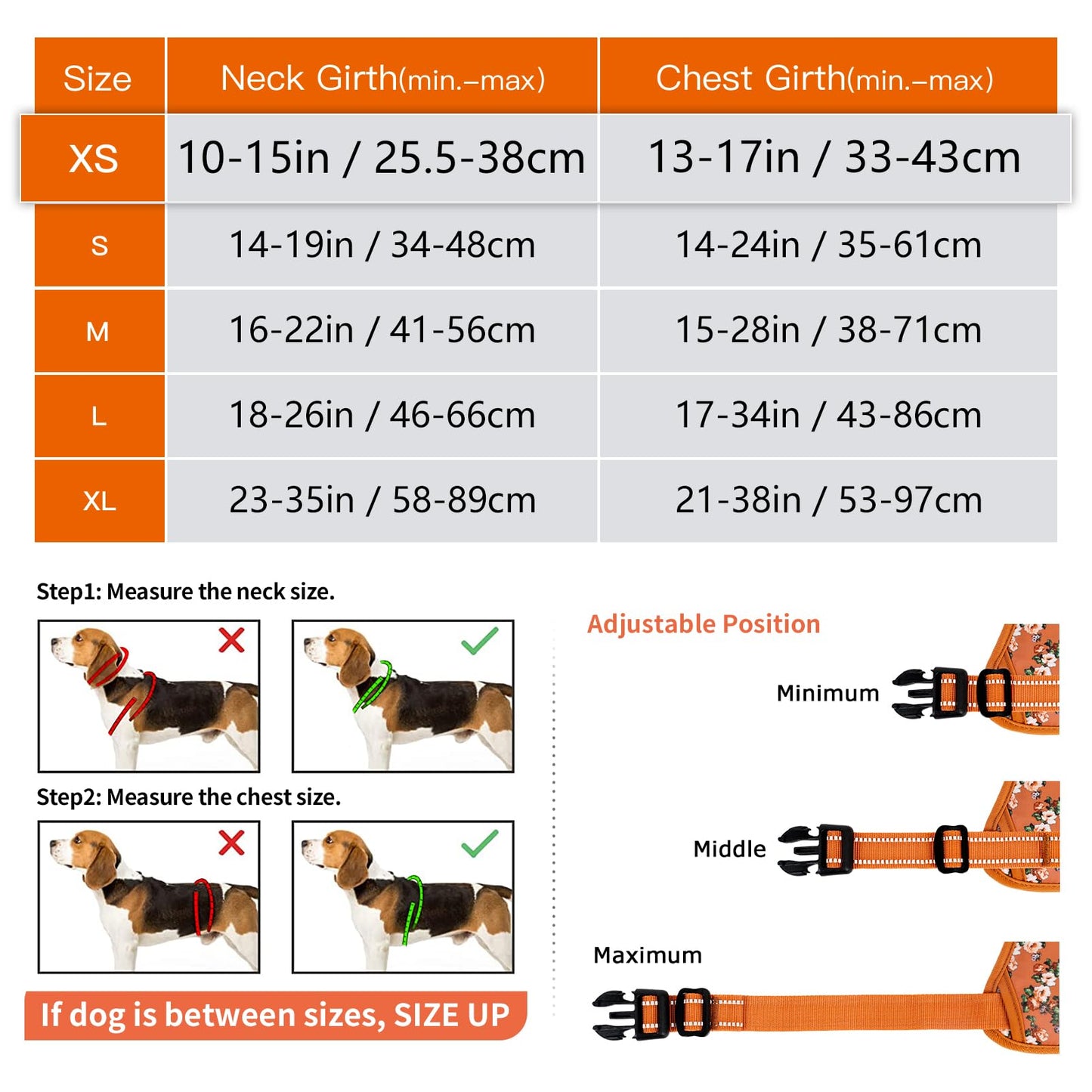 Arnes para Perro Arnes Anti Tirones Transpirable con Agarre Acolchado y Reflectantes Arnés para Perros Easy Safe Arnés para Perro con Bonito Estampado Arnés Perro Pequeños, Flores-Nanranja, S
