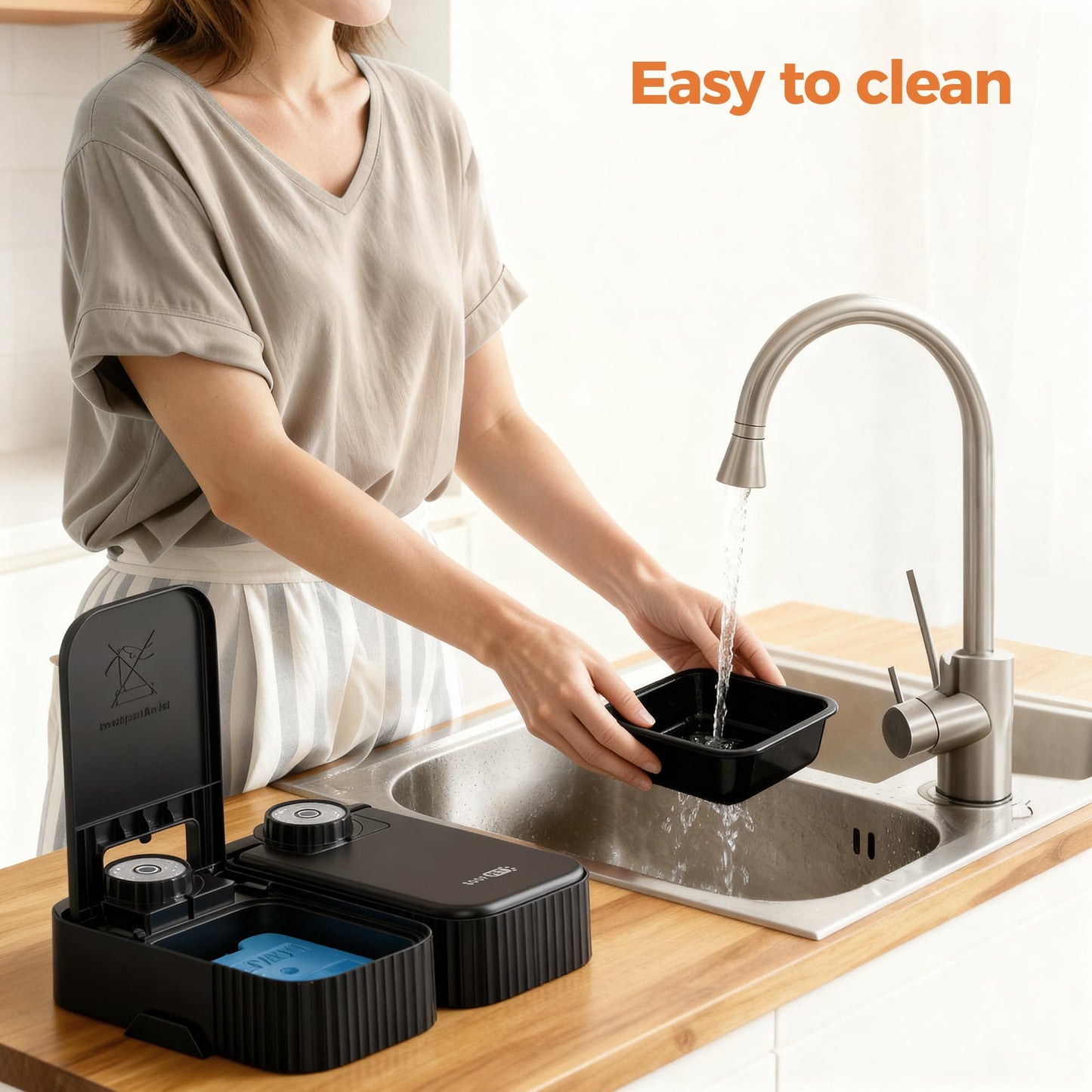 Comedero Gato Automatico Comida Humeda: Dispensador Comida Gatos 48H Programable - Comedero Automatico Perros sin Cable - 350g por Bol - para uso con Alimentos Húmedos y Secos - Negro