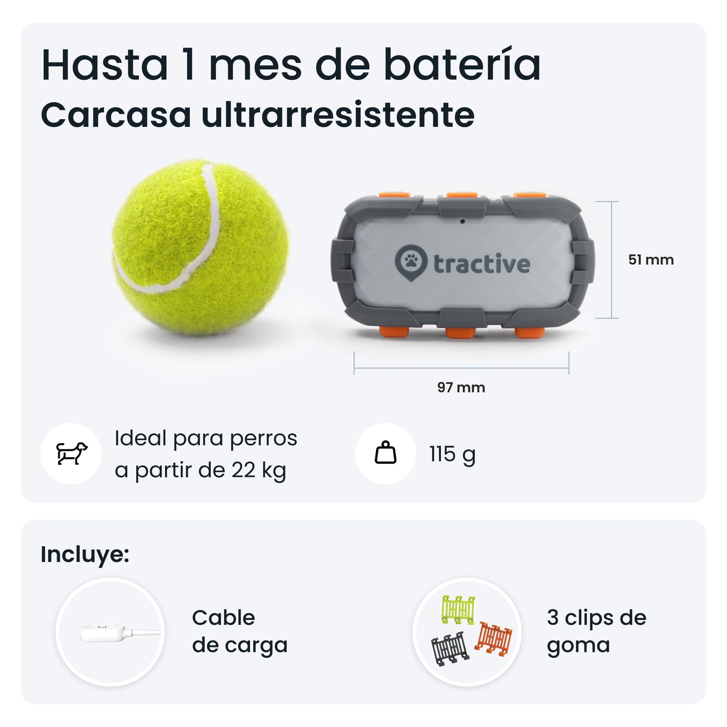 Tractive - GPS perros XL Adventure | Carcasa fibra de vidrio | Hasta 1 mes de batería | Líder de mercado | Localización mundial en vivo | Alertas antifuga | Monitor de actividad con avisos de salud