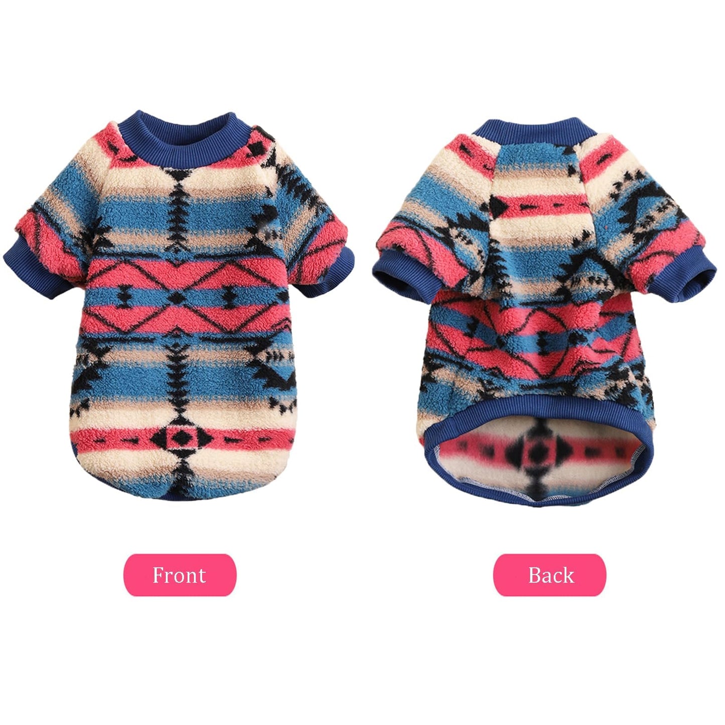 Abrigo Jersey de Forro Polar para Perros Pequeños, Suéter de Invierno Étnico Bohemio, Suave y Cálido, Ropa Térmica para Cachorros (Rosa, M)
