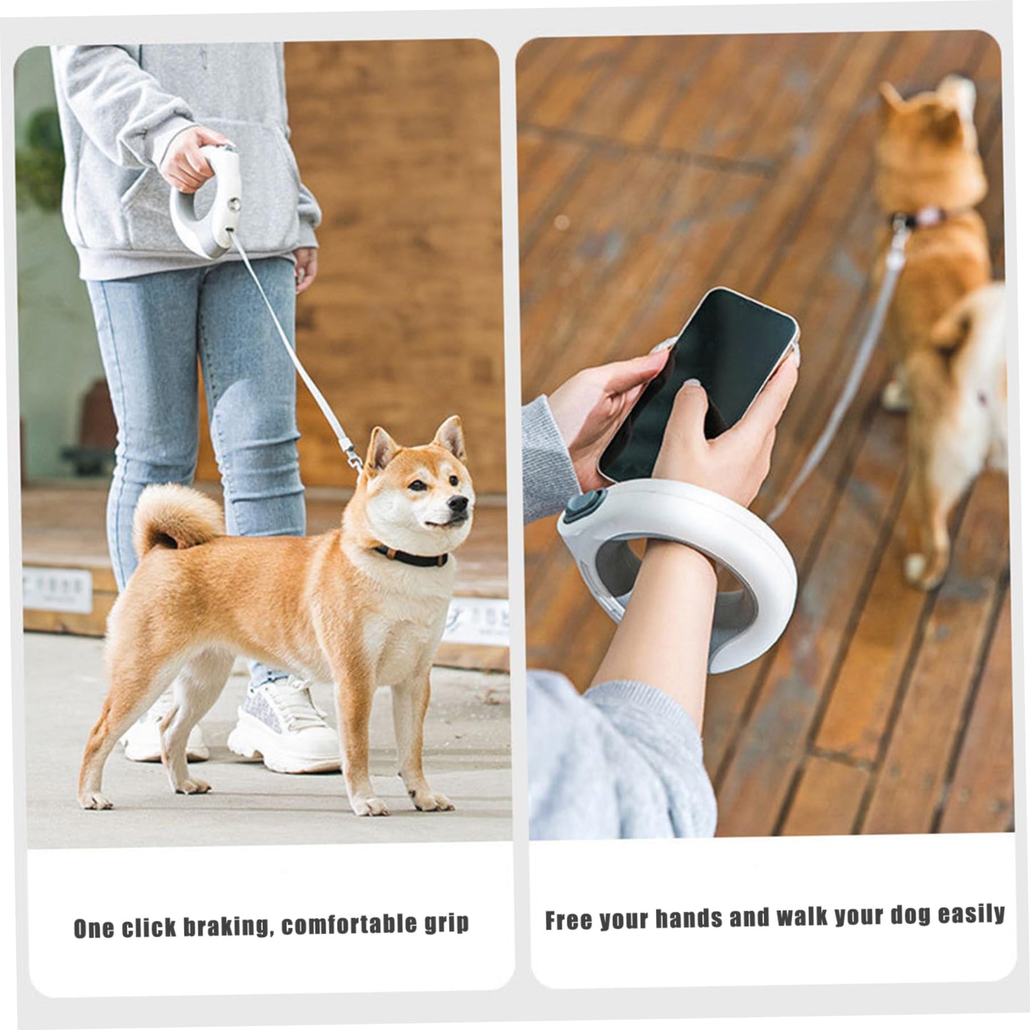 Genérica Correa Retráctil Para Perros 300 cm Blanca con Linterna Recargable Mango Ergonómico Redondo Correa de Perro con Cerradura Segura y Resistente