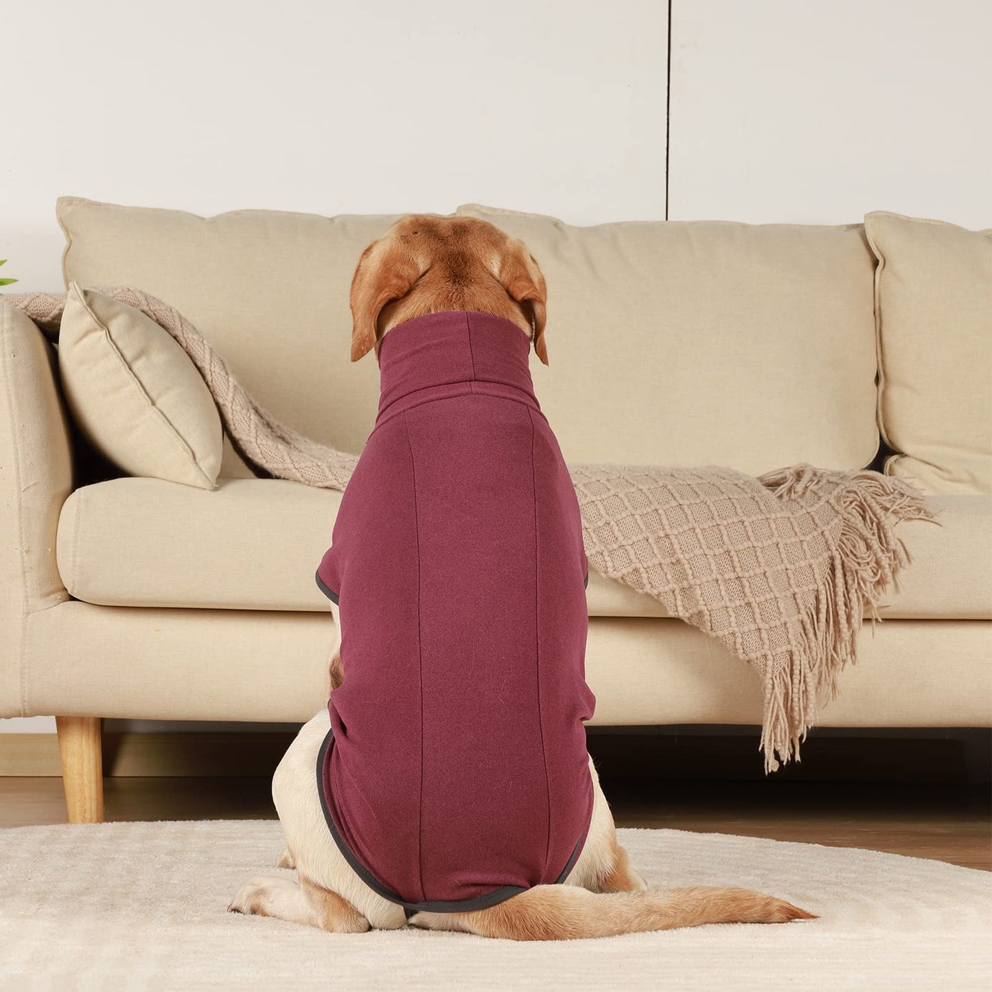 Abrigo Jersey Perro, Disfraz, Ropa para Perros Pequeños y Medianos, Abrigo Suave y Cálido para Perro Grande - Rojo Oscuro L