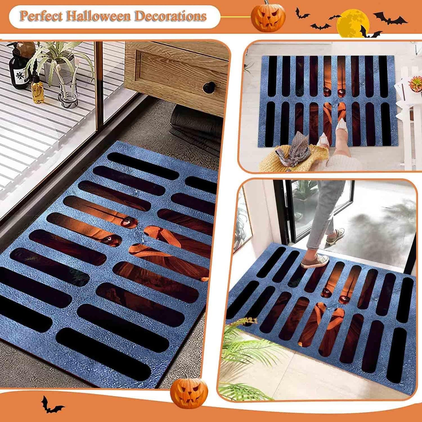Felpudo de Halloween, Felpudo de Terror Divertido, 3D Terror impresión Halloween Payaso Puerta Mat, para decoración Halloween (A)
