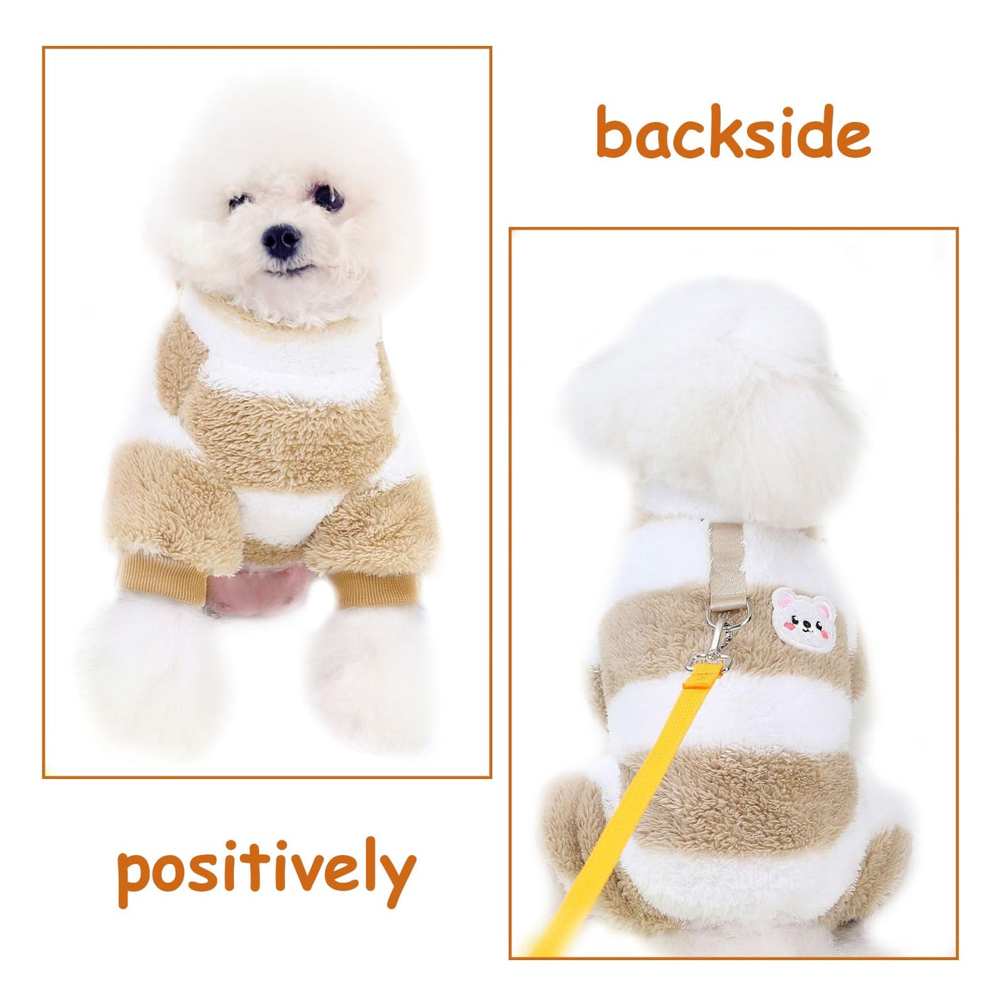 Suéter Perro Pequeño, yisight Ropa Perro Pequeño, Suéter a Rayas Perros, Chaqueta Invierno Perros, Cuatro Patas, Cálido Chaleco Prueba de Viento (Caqui Rayas, Large)