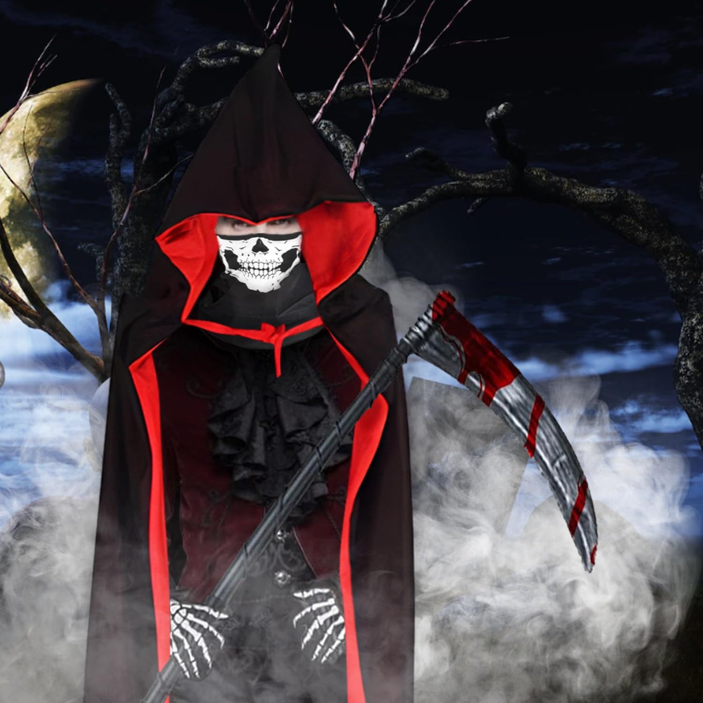 Disfraz de Grim Reaper, Disfraz de Sensemann, Halloween Disfraz de Parca Adulto, Disfraz de Parca Adulto, Capa de Muerte para Hombre Mujer, Costume da Grim Reaper