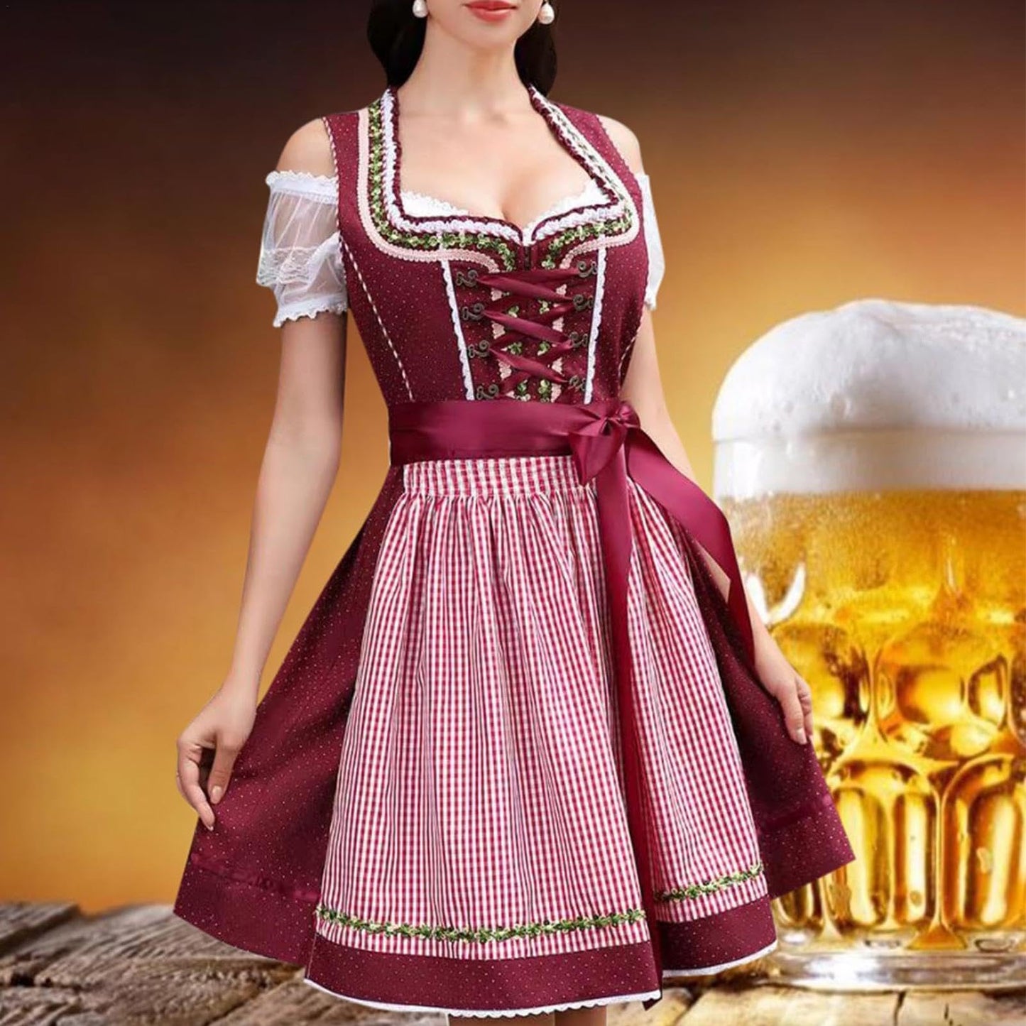 Disfraz Vestidos alemanes para mujeres Oktoberfest, trajes de Oktoberfest mujeres,Disfraz de Cerveza Mujer | Vestido Alemán para Mujer, Disfraces de Oktoberfest para Carnaval de Halloween