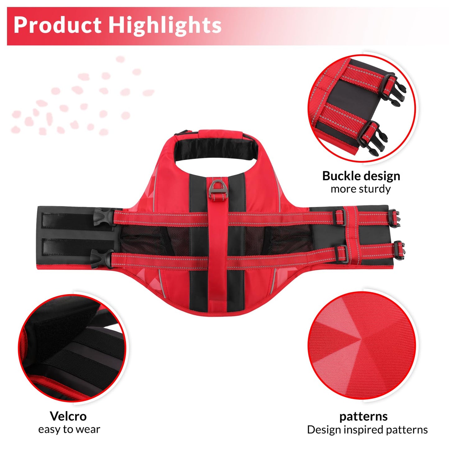 Chalecos Aalvavidas para Perros, Flotador Ajustable para Mascotas con Asa, Traje de Baño de Seguridad para el Agua para Navegar en la Piscina de la Playa, Rojo, M
