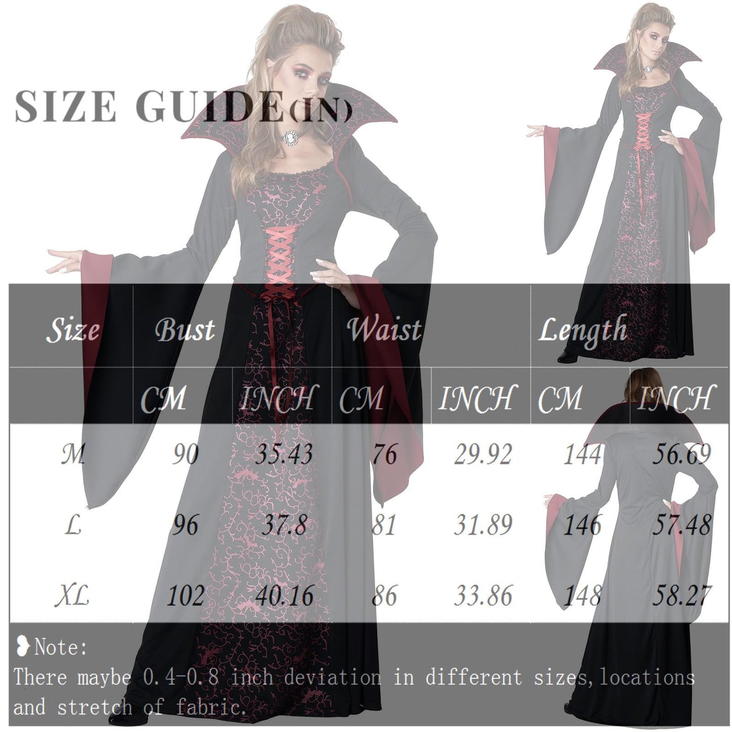 Disfraz Halloween Costume Women Dia de Los Góticos Vudu Gotico Disfraz Gotica Mujer Negro Vestidos Goticos Originales Vampira Vestido Bruja Medieval Disfraz Halloween Mujer Sexy Negro L