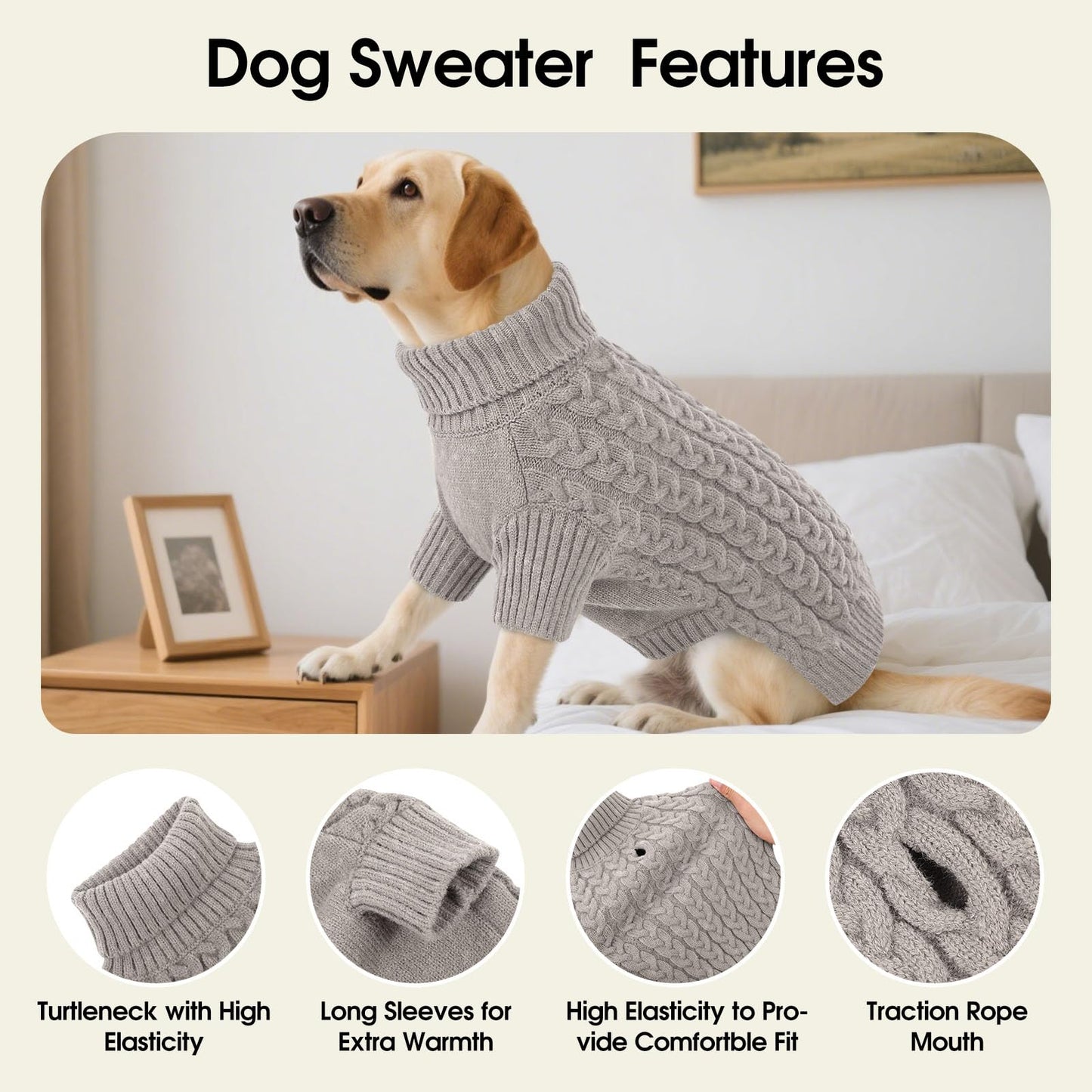 Abrigo Jersey para Perros Pequeño XS,Jersey de Punto Lavable con Cuello Alto, Suéter para Perros Gato Cálido Ropa de Invierno,Abrigo para Mascotas para Bulldog Frances,Chihuahua,Teckel