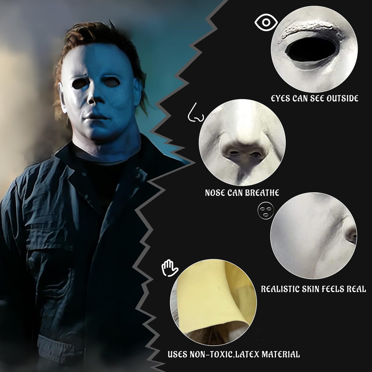 Kseyic Mascara Michael Myers,Halloween Horror Cosplay Costume Props Máscara de Látex de Cabeza Completa (A)