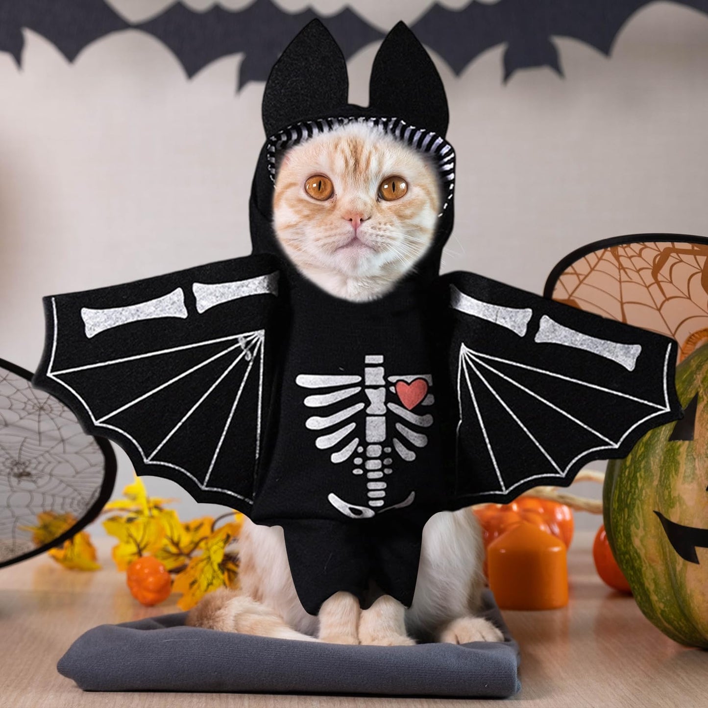 Disfraz Perro Halloween,ESYFOR Disfraz Halloween Perro Murciélago Cráneo Transpirable Cómodo Disfraces para Perros Ropa Divertida para Mascotas para Perros de Tamaño Mediano (L)
