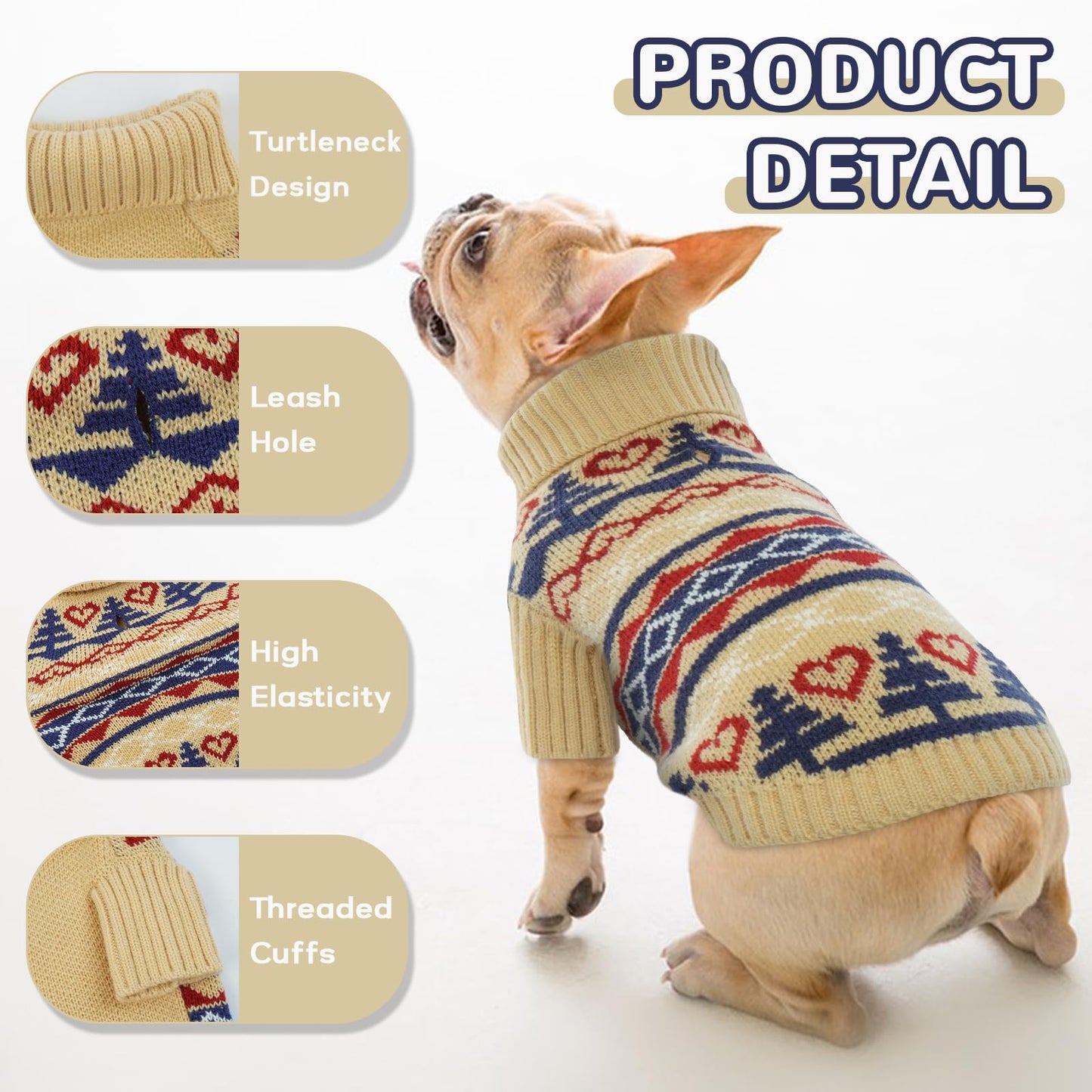 Abrigo para Perros/Gatos, Jersey Cálido Perros Ropa de Invierno Cómoda Abrigo para Mascotas Disfraz Cachorros Chaqueta Vestidos Navidad para Gatos Pequeños/Medianos Perros(Caqui, XS)
