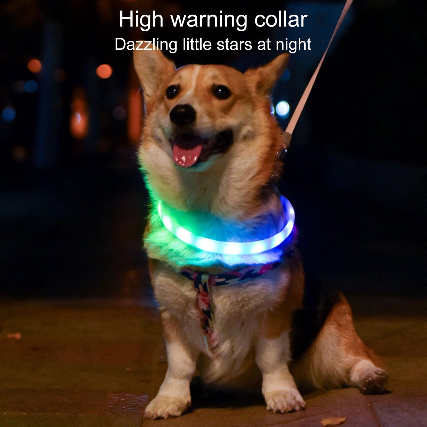 Luces para collar de perro, luces intermitentes recargables, collar de silicona suave impermeable con 9 modos intermitentes, cómodo collar de perro intermitente, luces de collar de perro para