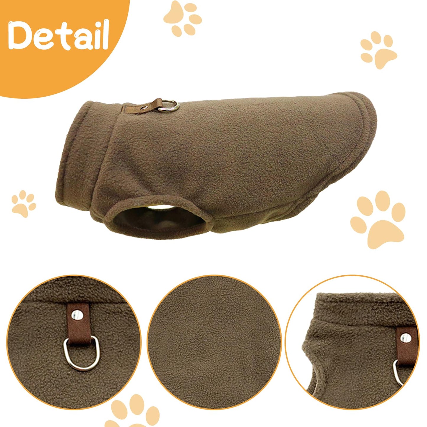 Abrigo 2 Piezas Perro pequeño, Ropa Cálida de Invierno, Ropa Perro con Anillo en D, para Perros y Gatos pequeños M (MarróN, Gris)
