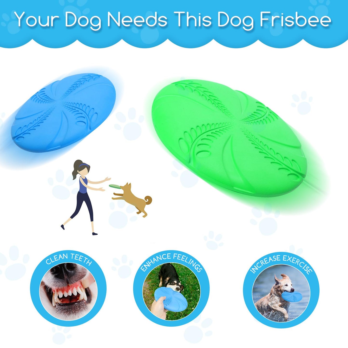 Frisbee Perros, 2 unidad Perros interactivos Frisbee, Juguete de Disco Volador para Perro, Se Utiliza para Ejercitar Deportes al Aire Libre para Perros,Se Puede Utilizar Como Platos para Perro