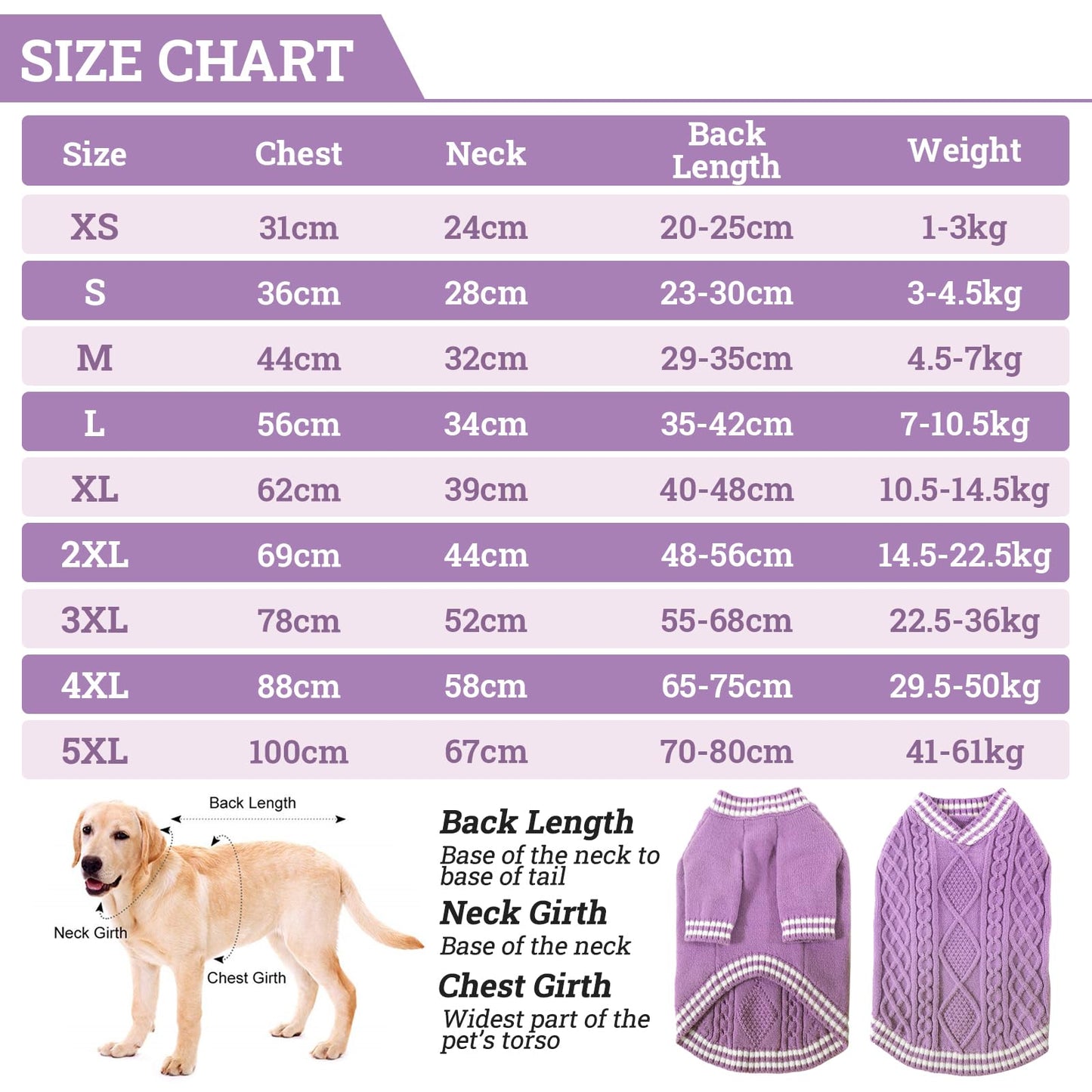 Abrigo 2XL Jersey Perro Navidad Suéter para Perros Ropa Suéter para Perros Pijama Perro Cálido de Invierno Jersey para Perro Pequeño Mediano y Grande, Púrpura