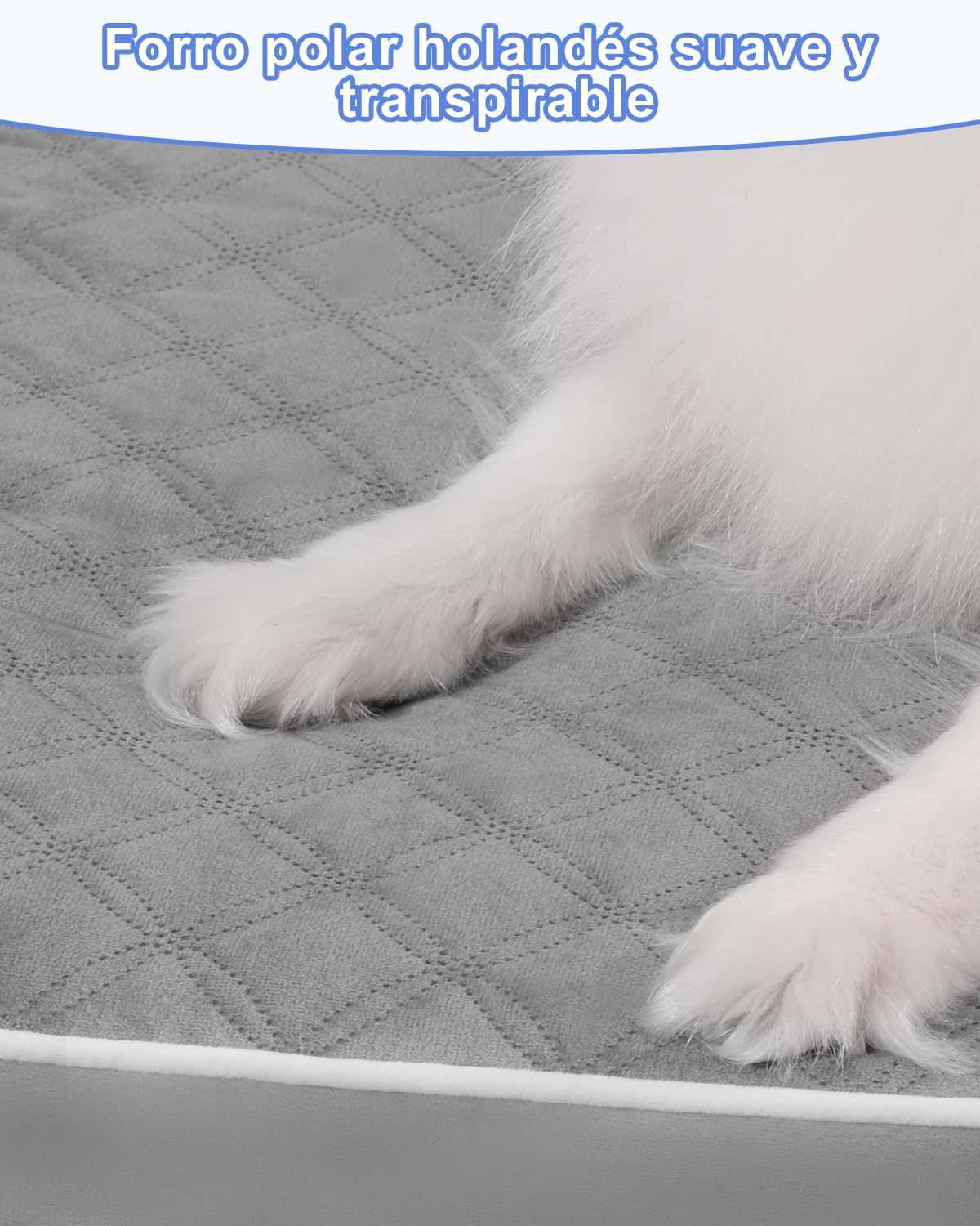 KSIIA Cama para Perros Medianos Ortopédica, Colchón Perro Lavable, Colchoneta Perro Impermeable, Dog Bed con Funda Extraíble, Gris, 88x55x7cm
