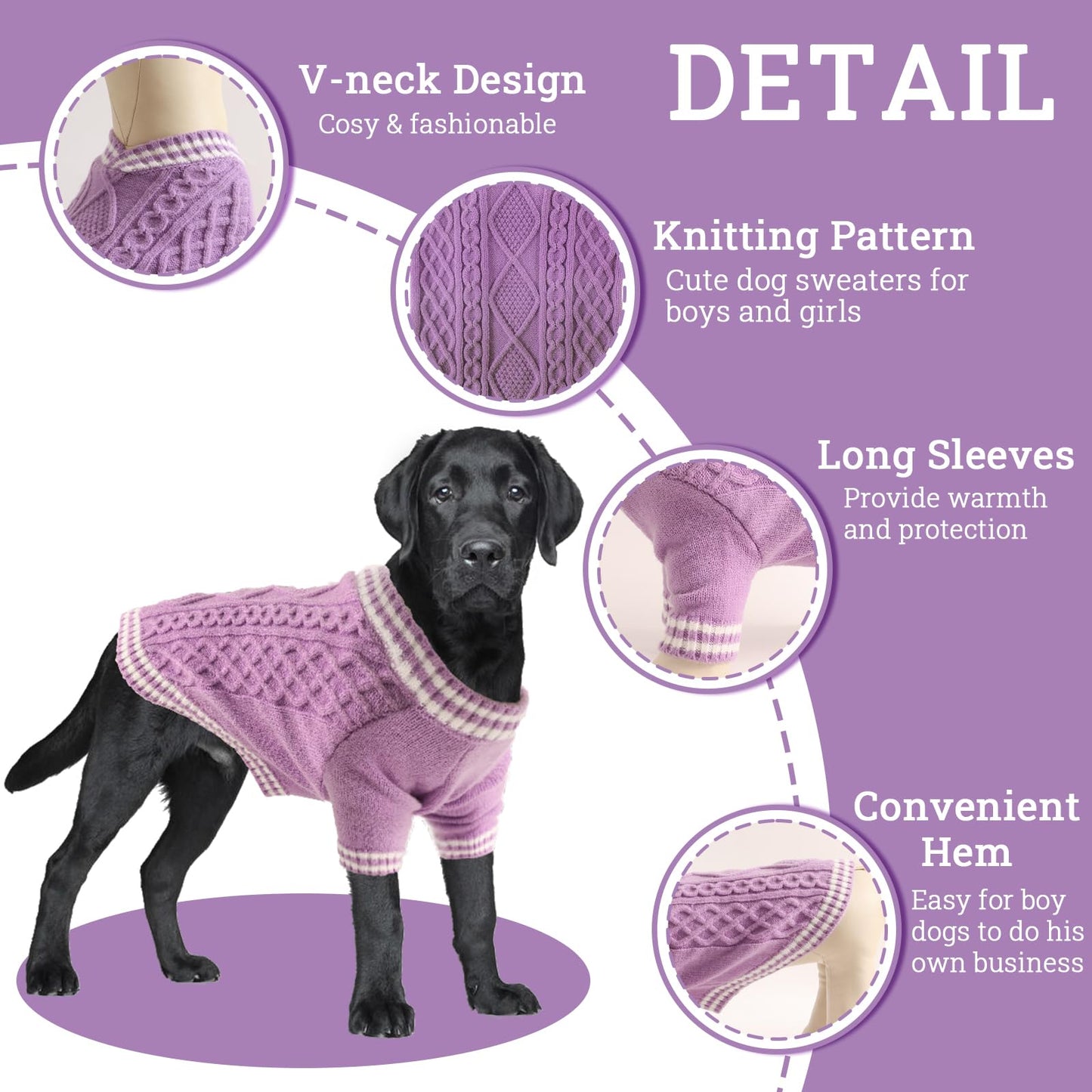 Abrigo 2XL Jersey Perro Navidad Suéter para Perros Ropa Suéter para Perros Pijama Perro Cálido de Invierno Jersey para Perro Pequeño Mediano y Grande, Púrpura