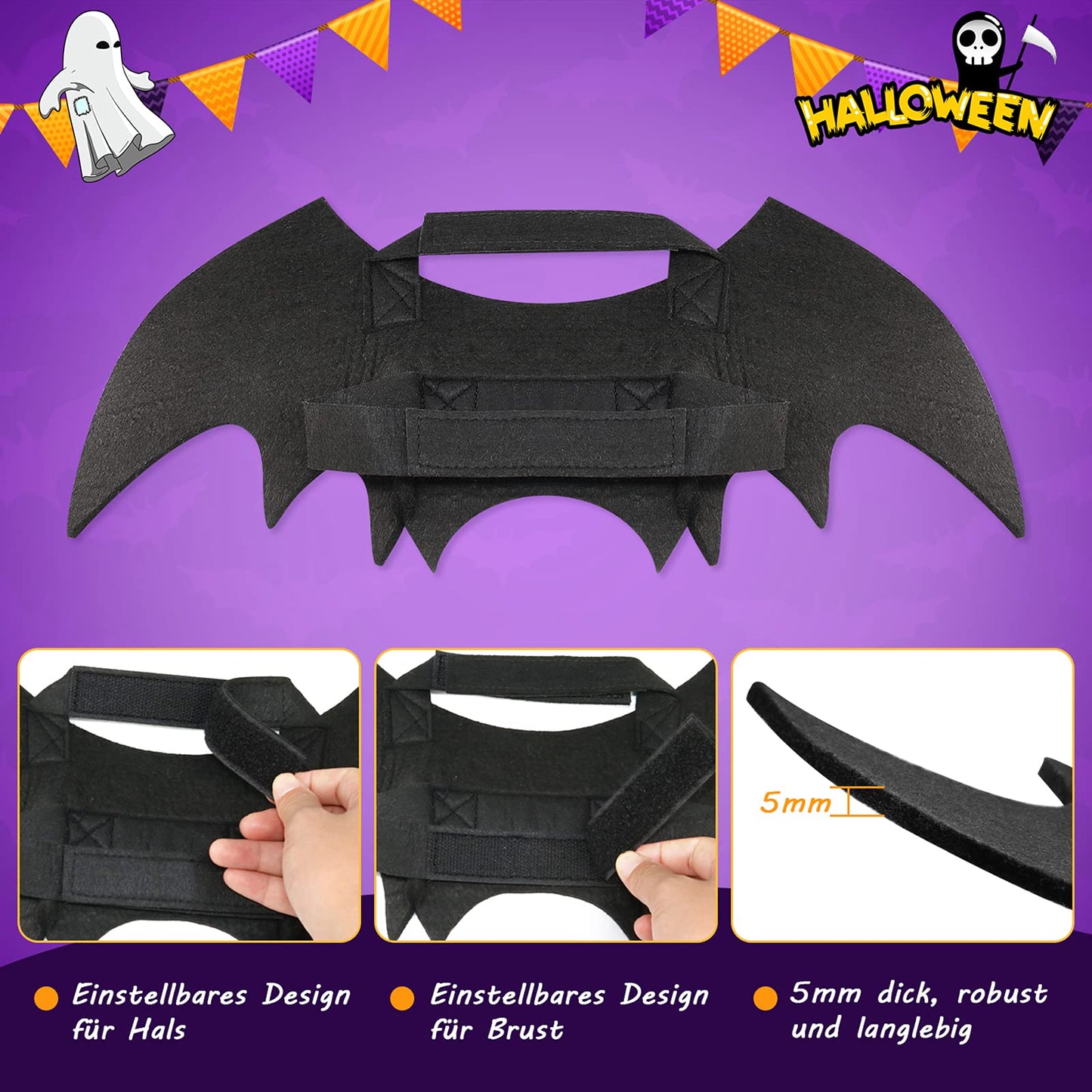 Disfraces de Halloween para Mascotas - Disfraces de Halloween para Mascotas, Disfraz de Mascota de Halloween Cosplay de alas de murciélago Disfraz de Perro para Fiesta