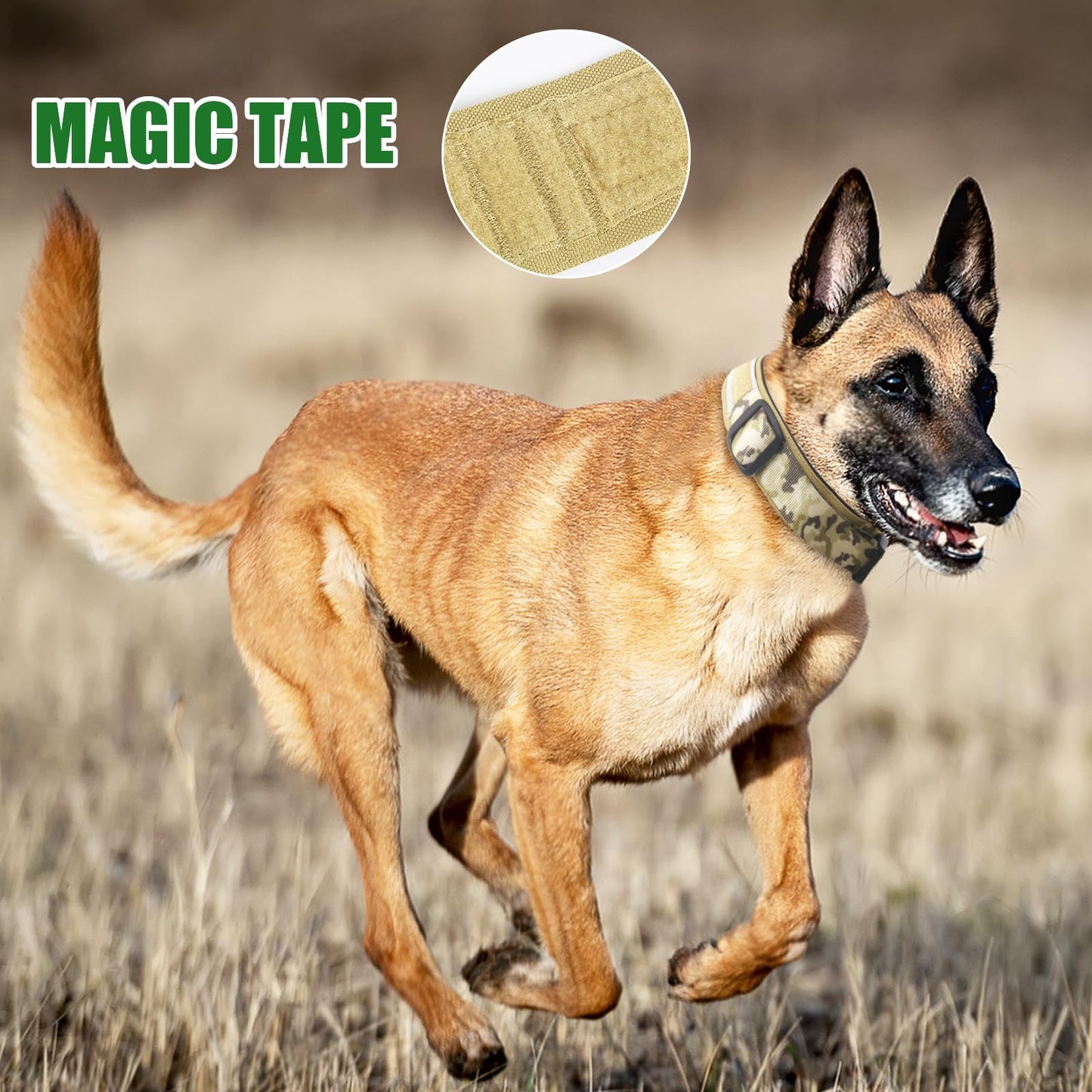 Collar Táctico para Perro Mediano y Grande Acolchado con Hebilla de Metal Liberación Rápida y 5cm Ancho Ajustable Transpirable Resistente Collar para Perros con Reflectante