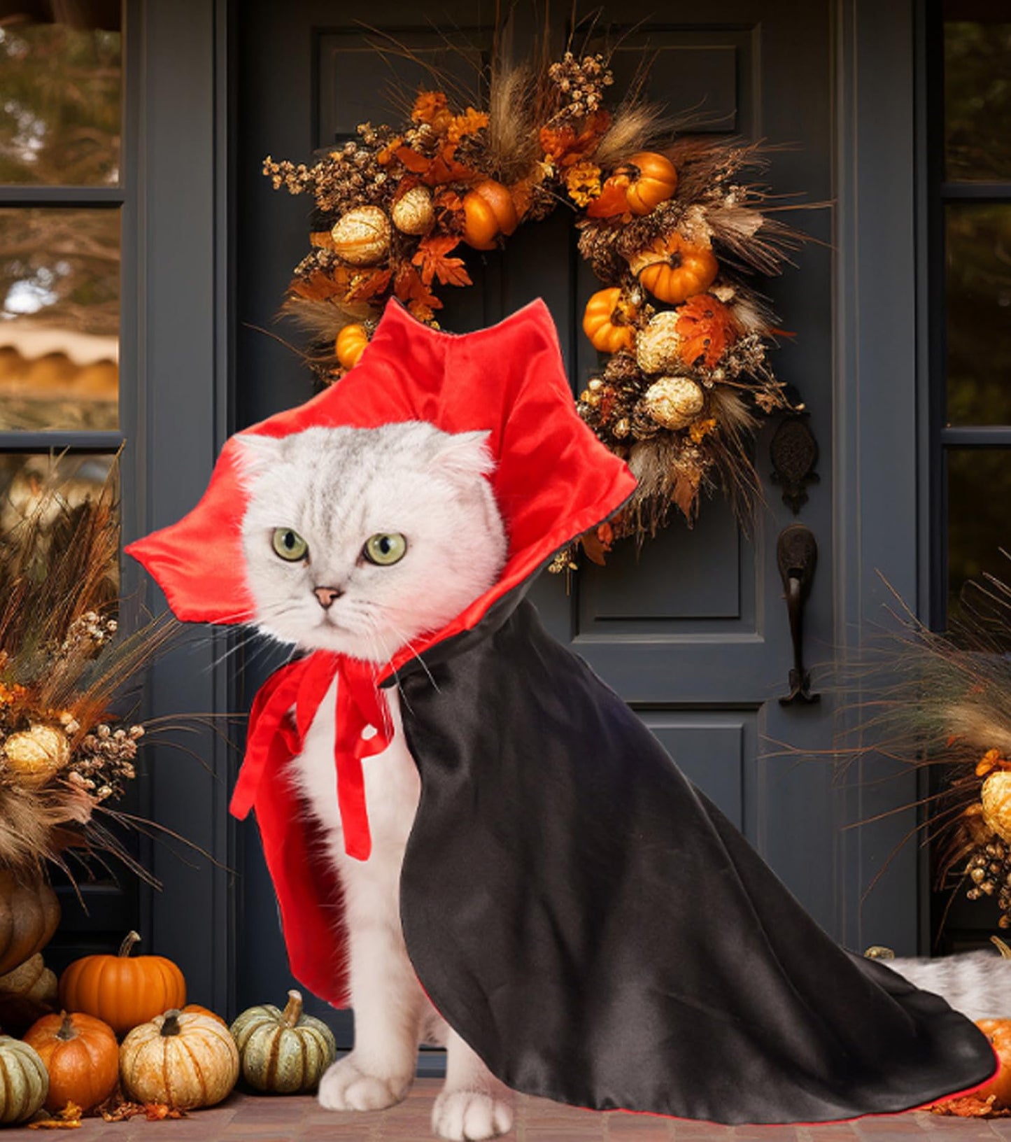 Disfraz de Halloween para Perro Gato, Disfraces de Halloween, Capa de Vampiro para Mascotas, Capa de Vampiro con alas de murciélago de melón, Disfraces de Cosplay para Mascotas (M)