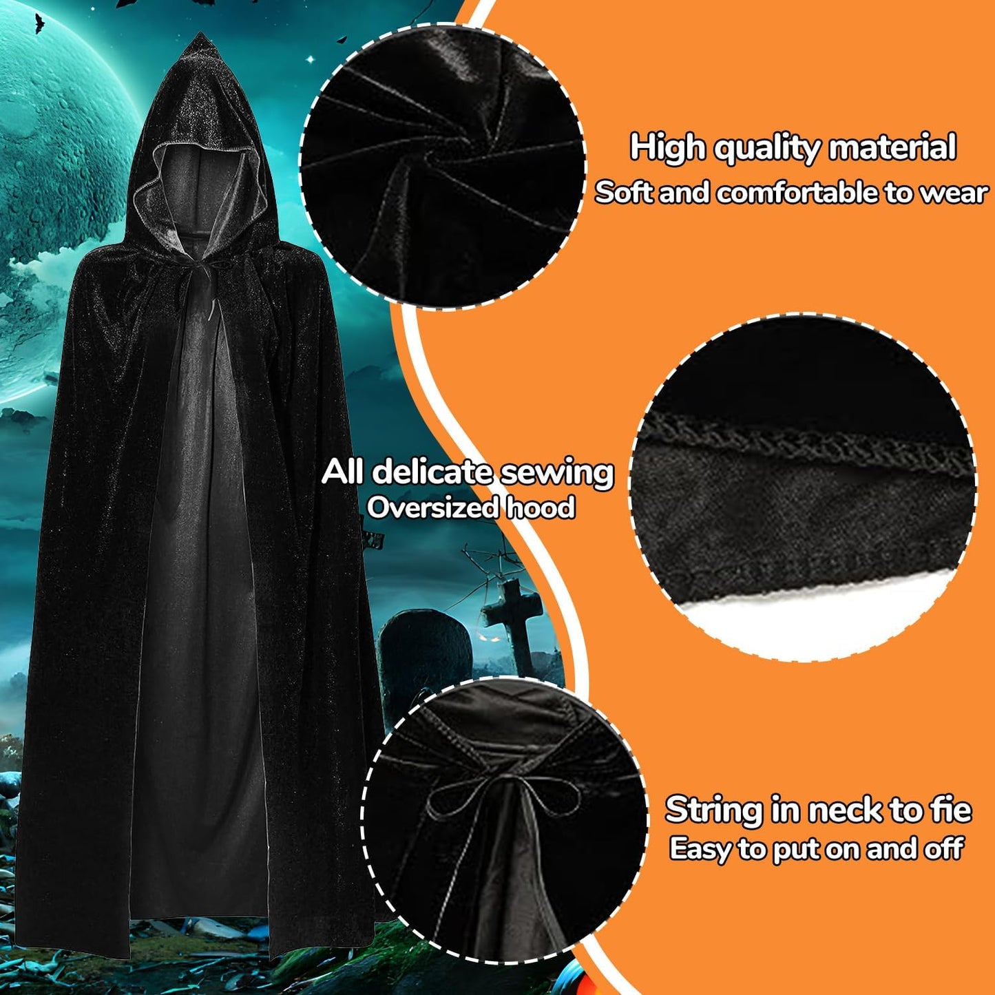 Halloween Disfraz Mujer Sombrero De Bruja Capa 170 cm Escoba Guantes Bruja Para Botella Poción Halloween Disfraz Fiesta Temática Disfraces Diablo Mujer