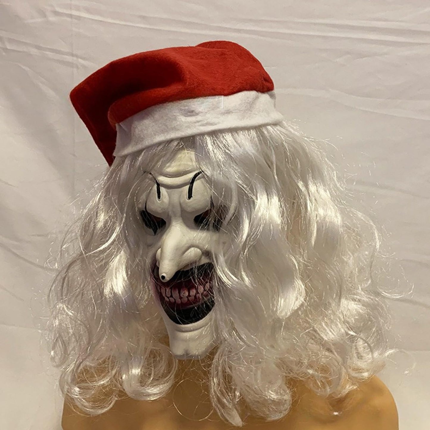 Funjoyz Máscara de Halloween y Navidad - Látex de Clown, Papá Noel, Monstruo de Pelo Blanco - Terror, Carnaval, Cosplay, Mascarada