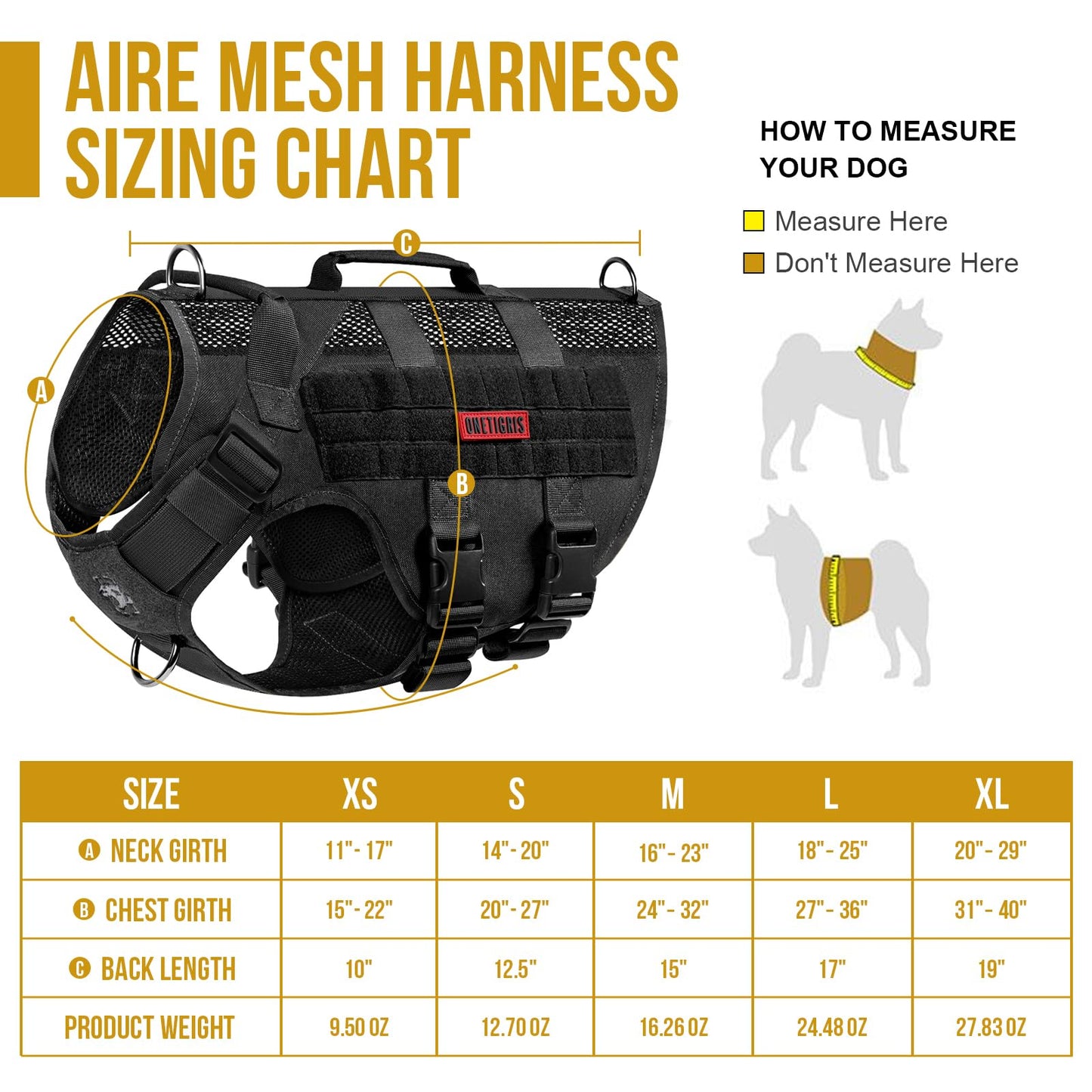 Arnés Táctico Sin Tirones para Perro Mediano - Diseño de Malla Transpirable Militar Molle Con Asas - Chaleco para Perro de Servicio para Caminar