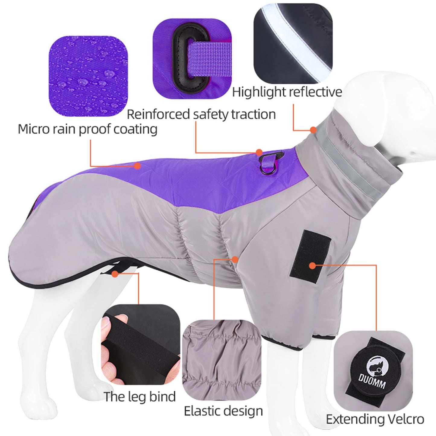 Chaquetas Invierno para Perro, Abrigos para Perros Fríos para Perros Grandes, Ropa Impermeable para Mascotas, Chaquetas Deportivas para Perros Calientes, con Reflectante de Seguridad y Arnés D-Snap