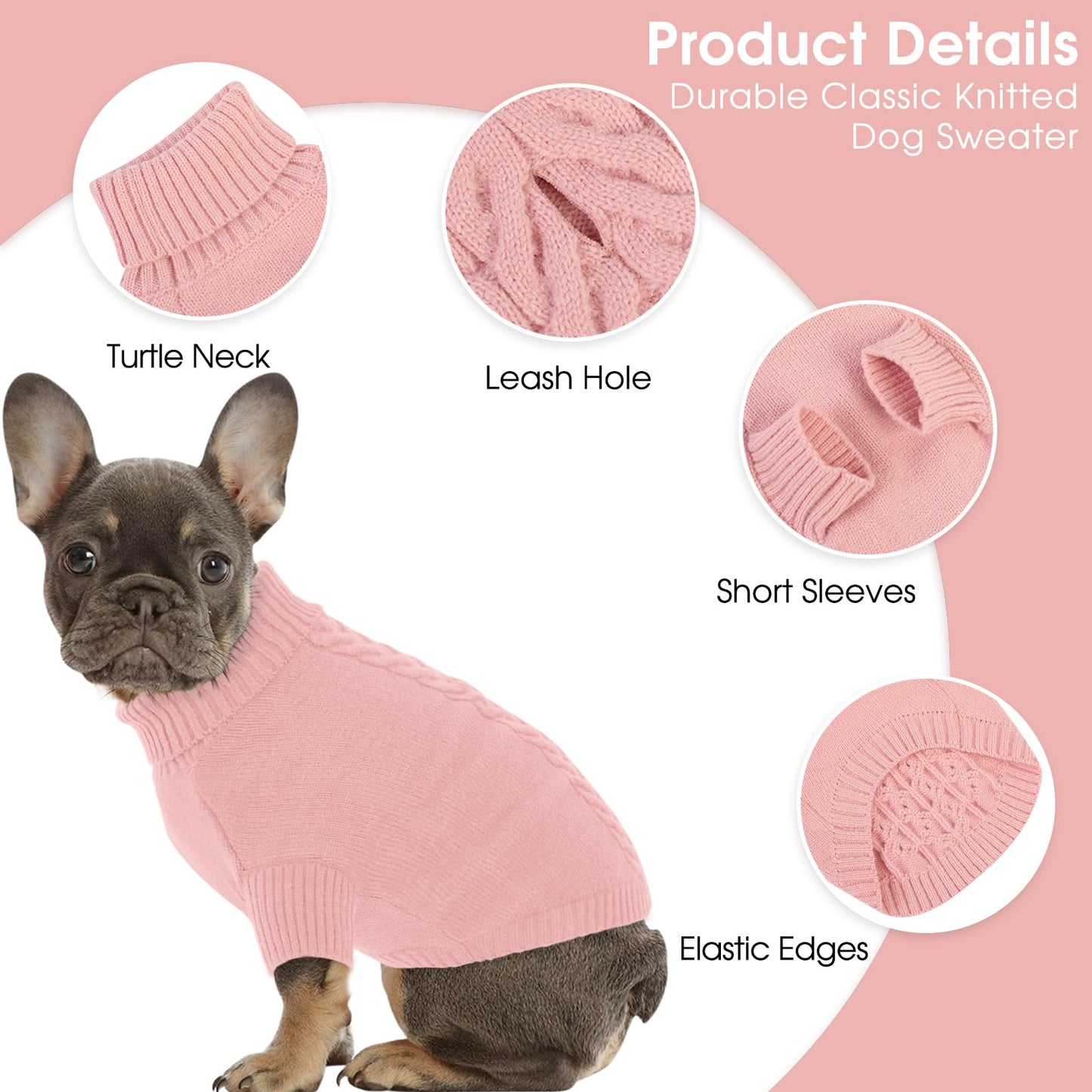 Abrigo Jersey Perro Mediano,Suéter para Perros Gato Cálido Ropa de Invierno,Abrigo para Mascotas para Bulldog Frances,Chihuahua,Teckel, L