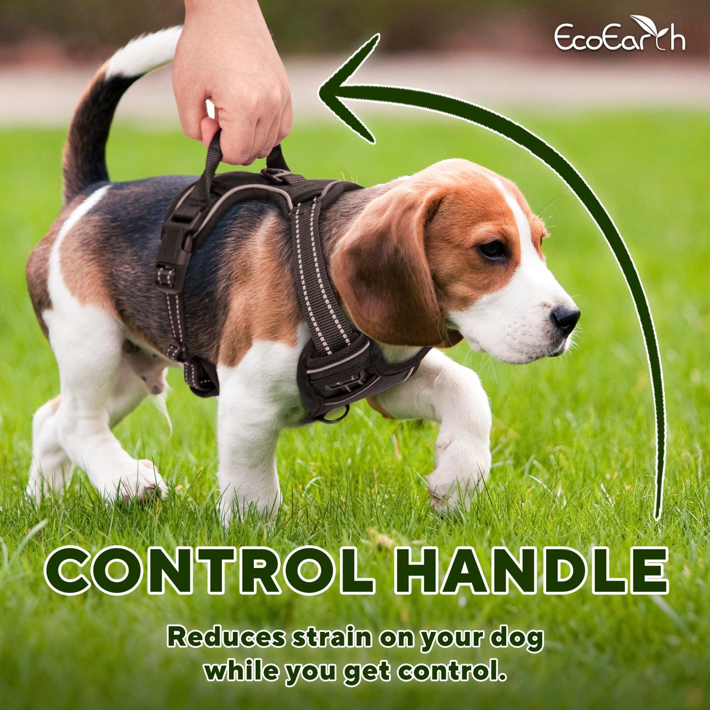 Arnés para Perros Grandes - Extragrande, Negro - Arnés para Mascotas con diseño antitirones y Acolchado Suave para Correr y Hacer Senderismo - de EcoEarth