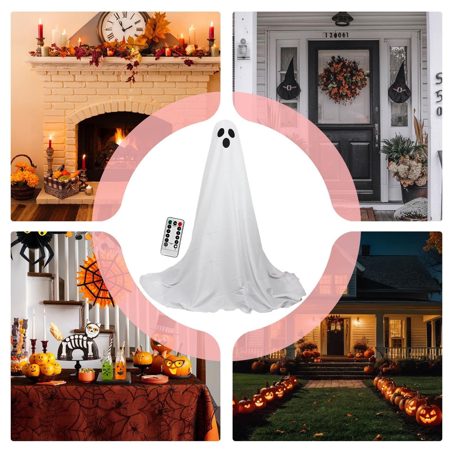 Light Up Ghost Halloween Decorations - 165x30cm Spooky Ghost with Remote Control String Light | Halloween Decorations Outdoor, Home Accents For Festival Holiday Lawn Gardens Porches Escape Room