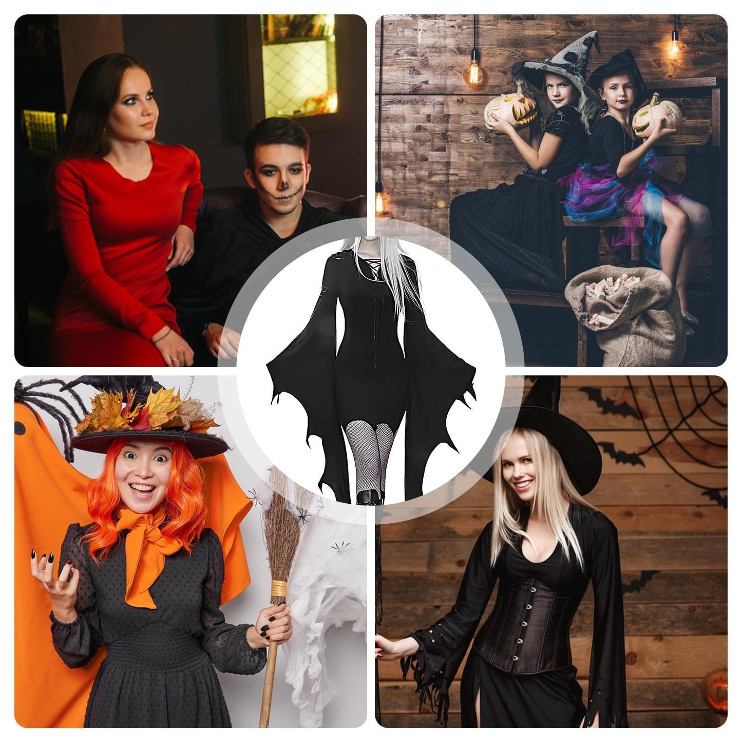 Disfraz Vestido De Murciélago Mujer,Vestido De Ala De Murciélago De Halloween, de Halloween con alas de murciélago y encaje - de disfraz de para mujer, vestido gótico con cordones y m