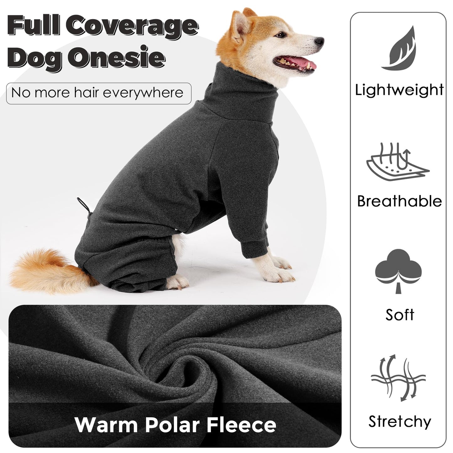 Dotoner Abrigo de Forro Polar cálido de Cuatro Patas para Perro,Abrigo de Invierno para Perro,Resistente al Viento,Cuerpo Completo,Acogedor Pijama Traje para pequeños,medianos y