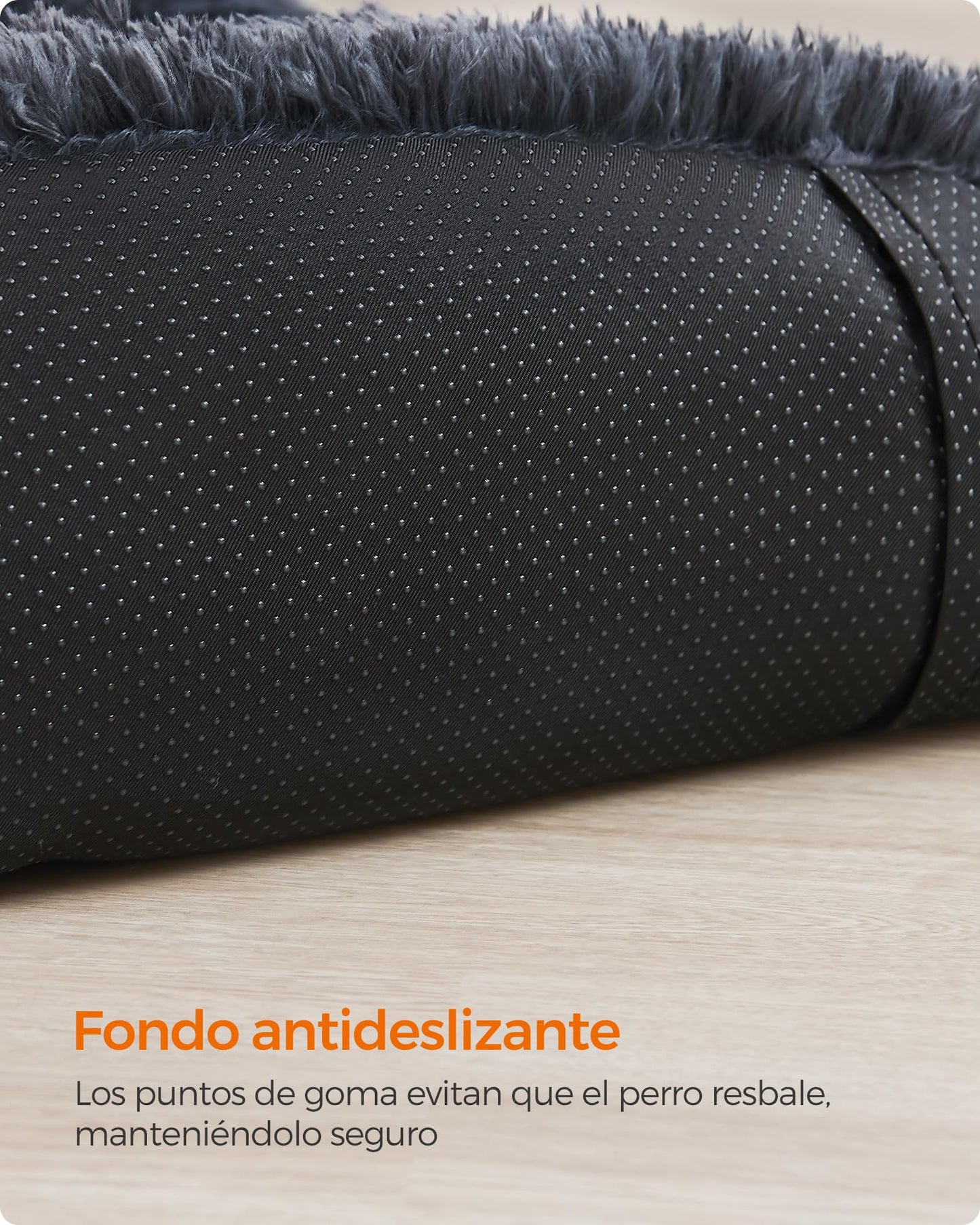 Feandrea FluffyHug Cama para Perros, Tela de Felpa, Alfombrilla, Funda Protectora para Sofá, Talla M, para Perros Pequeños y Medianos, 80 x 75 x 16 cm, Gris Oscuro PGW221G02
