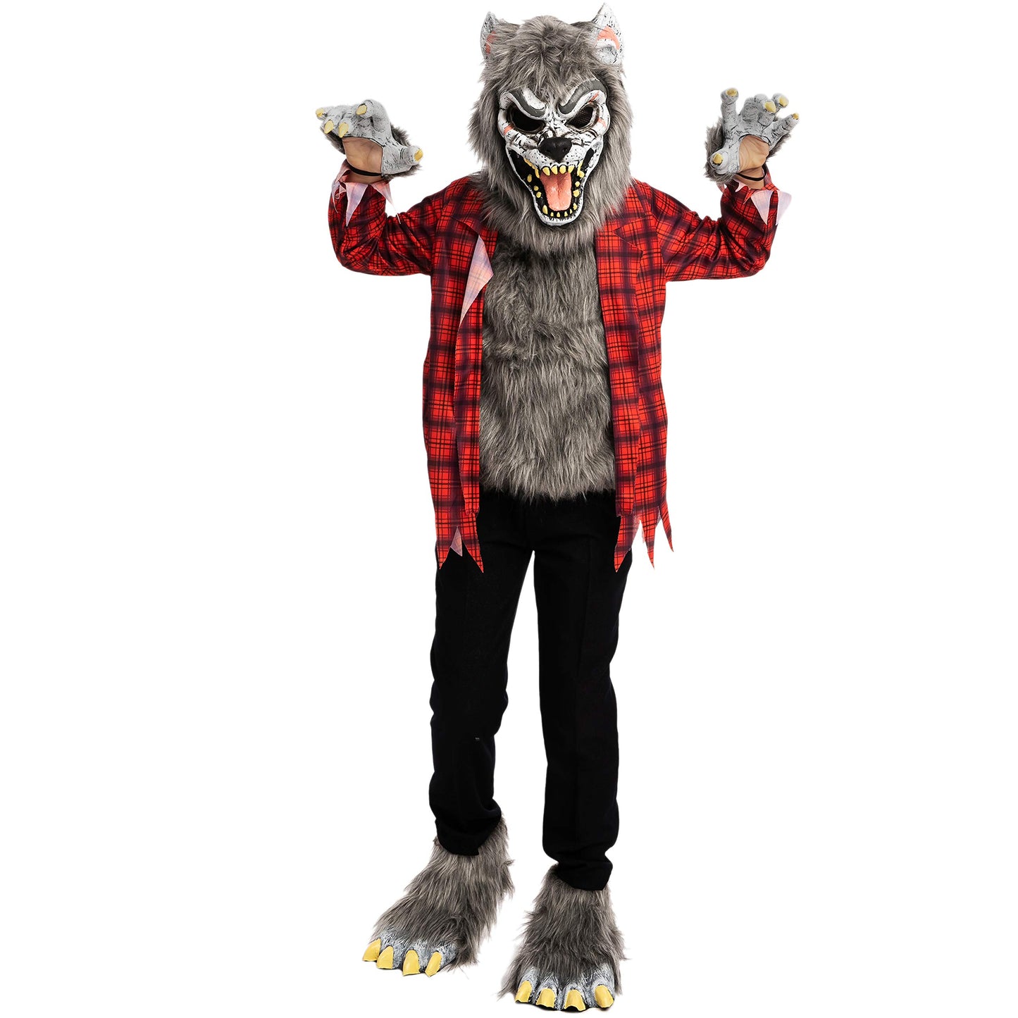 Spooktacular Creations Red Werewolf Halloween Kids Costume with Mask, Gloves and Shoes (Large (10-12 yrs))