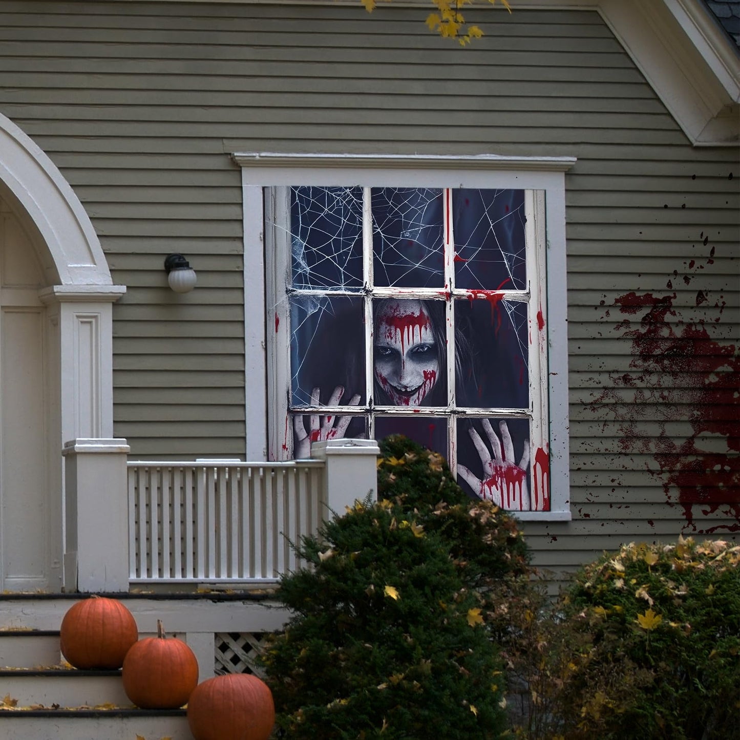 Decoracion Miedo Pancarta Halloween para Puerta Exterior Pared Casa Embrujada Decoración Halloween Espeluznante Fantasma Zombi Pancarta de Fondo de Terror Pósteres Accesorios Casa
