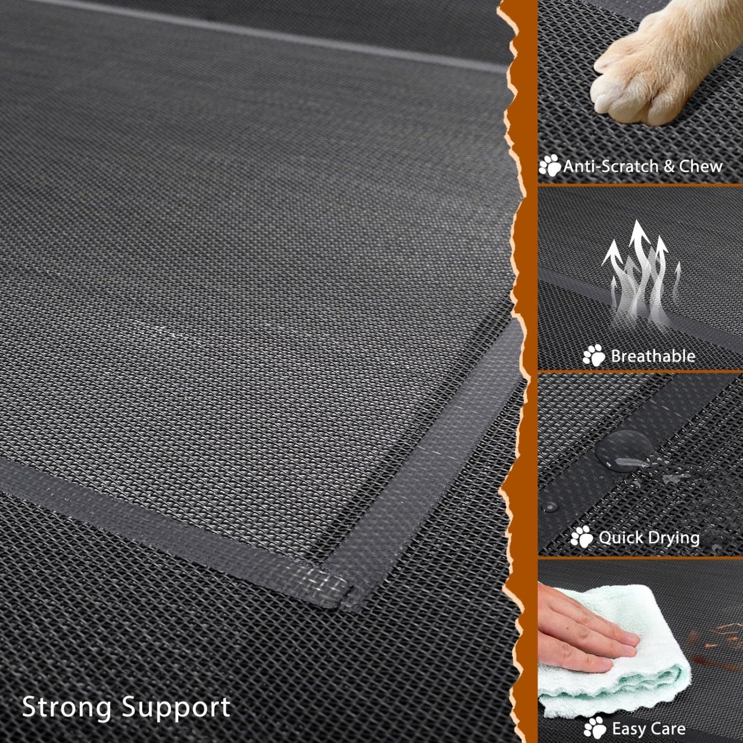 Cama Elevada Perro, Cama Refrescante Perro, Cama de Mascotas Transpirable para Exterior Interior Jardín Terraza, Cama Perro Robusto Lavable, Negro, L, 124x90x20CM